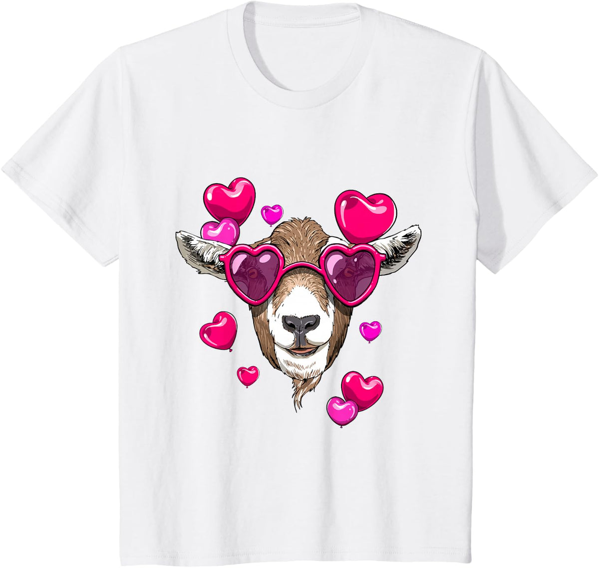 Valentines Goat Shirt Farm Animal Face Goat Lover Farmer T-Shirt - White