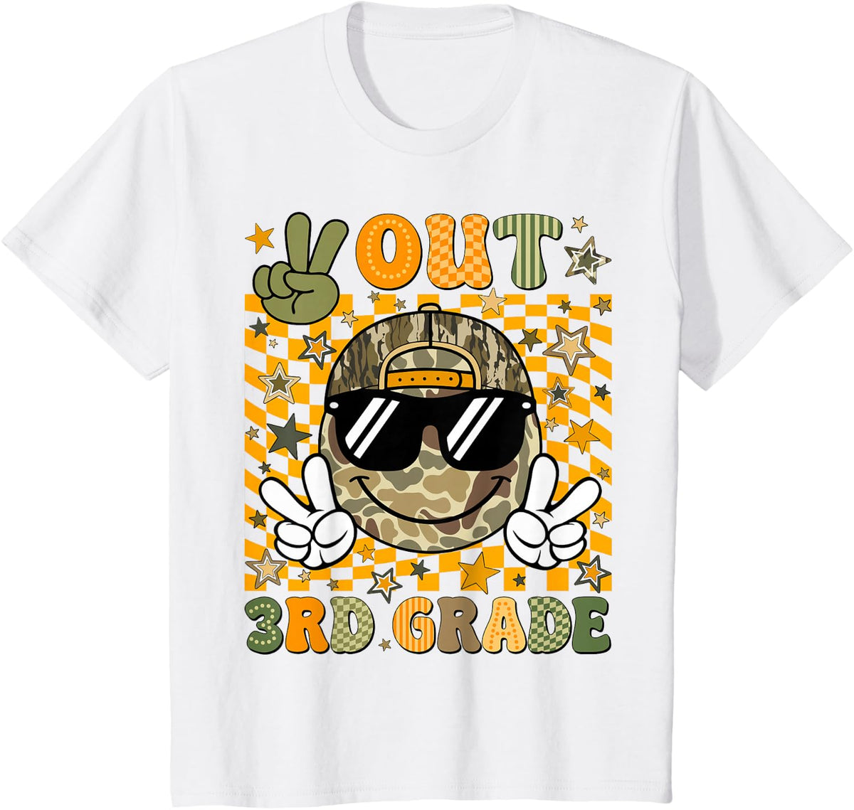 Peace Out 3rd Grade Third Camo Last Day Graduation Men Boy T-Shirt - White