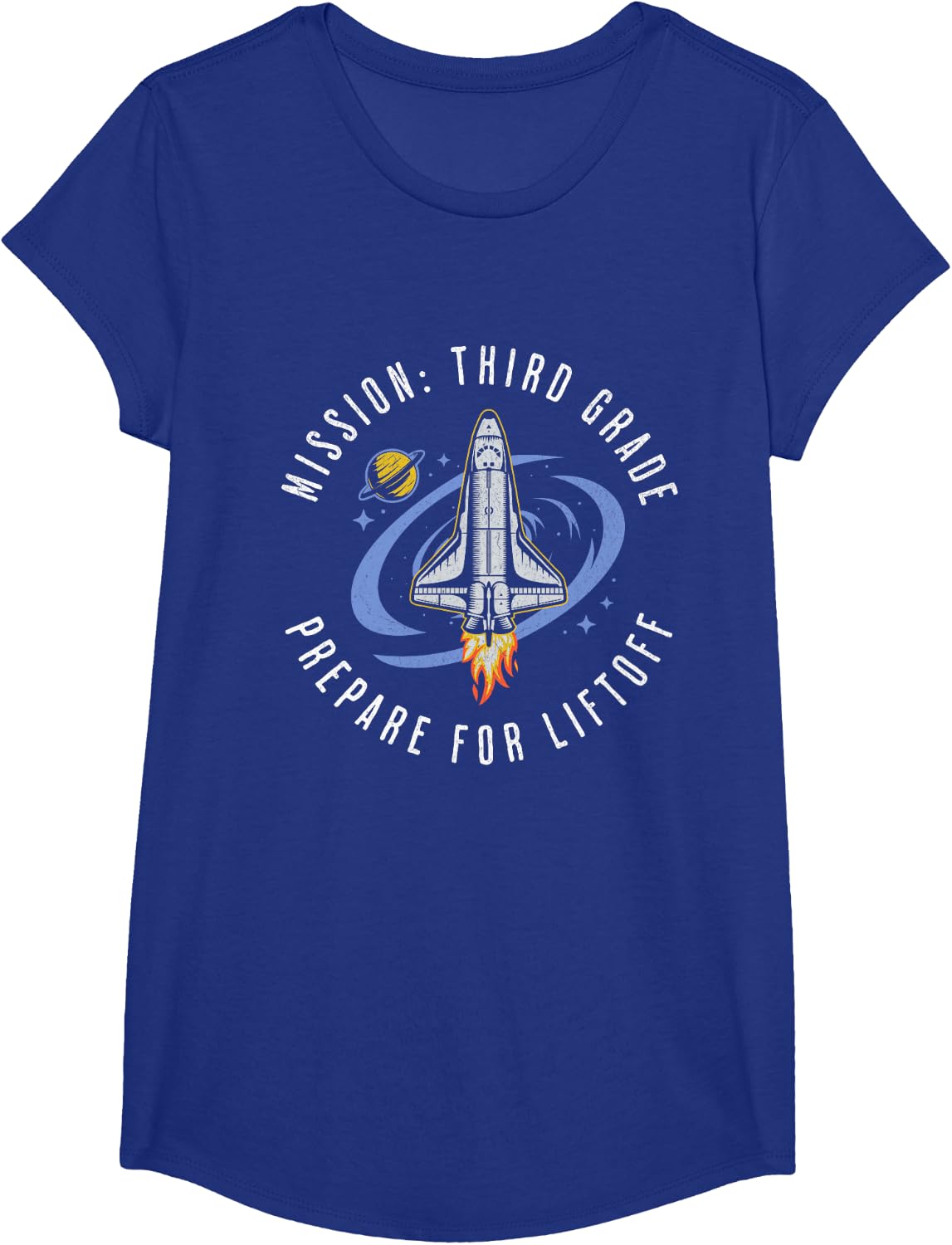 Mission Third Grade Space Rocket Back To School VI T-Shirt - Girls Royal Blue