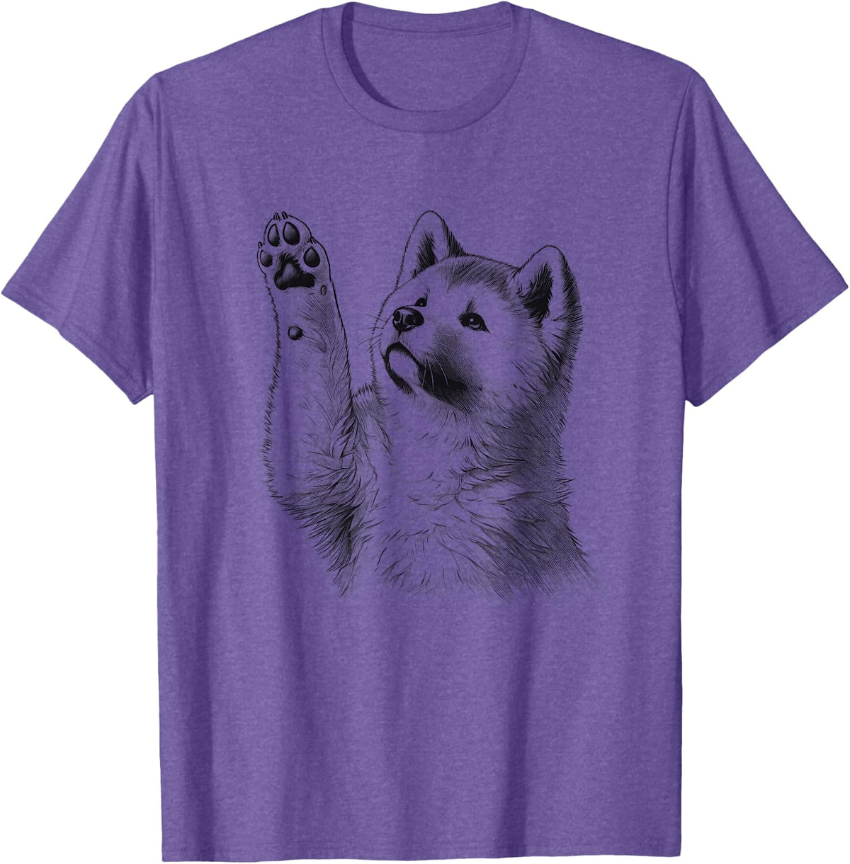 Akita Raising Paw Design For Dog Owner T-Shirt - Purple Heather