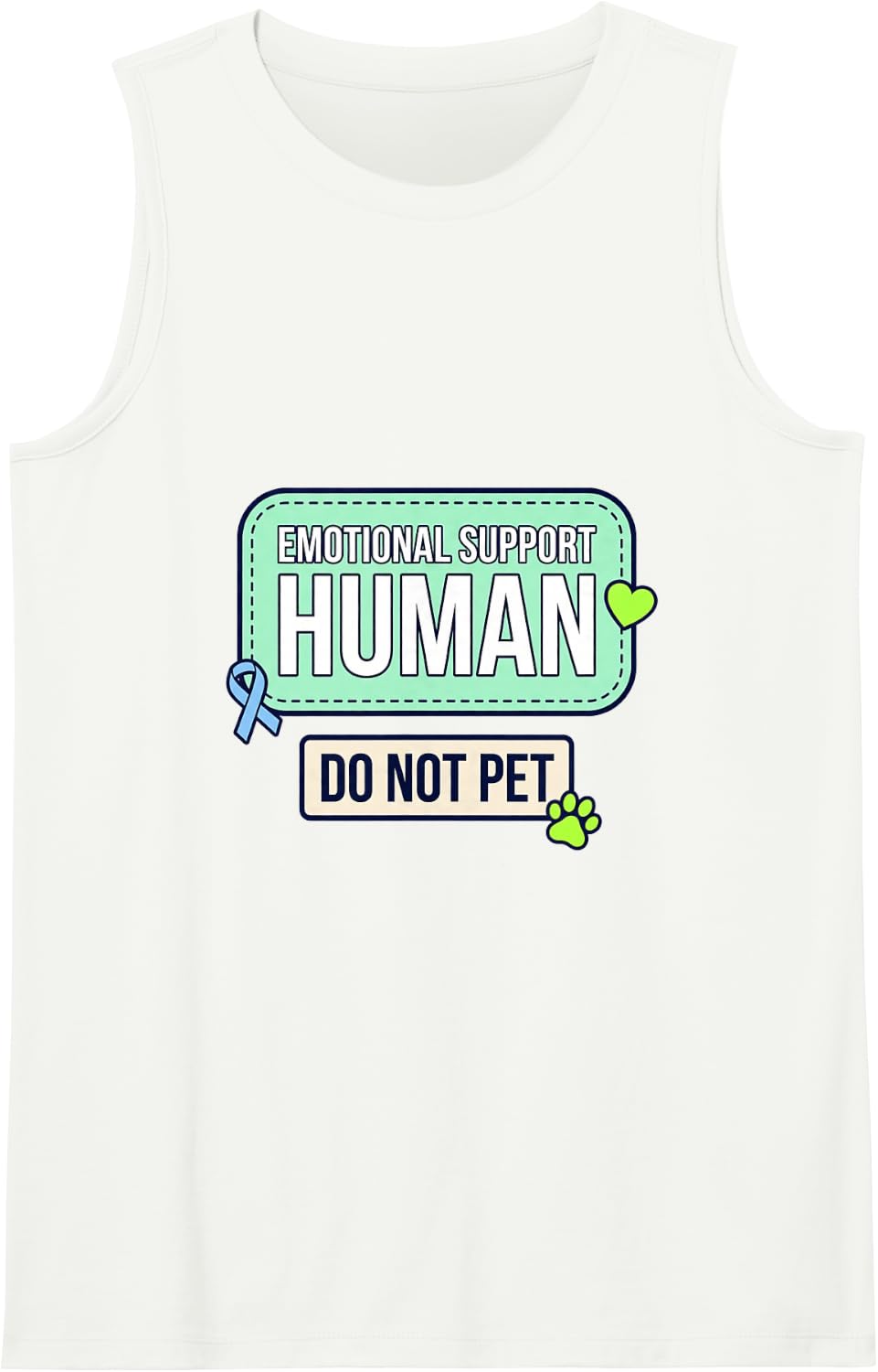 Emotional Support Human Do Not Pet Funny Mental Health Patch Sleeveless Tank Top - White