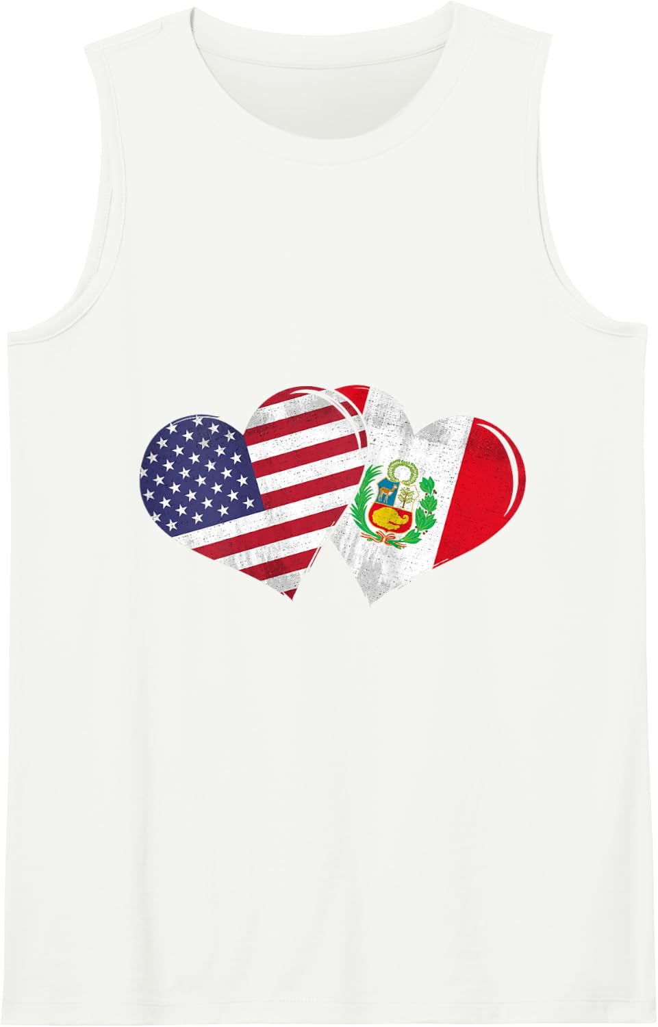 Vintage Peru - American Flag Heart For Peruvian Tank Top - White