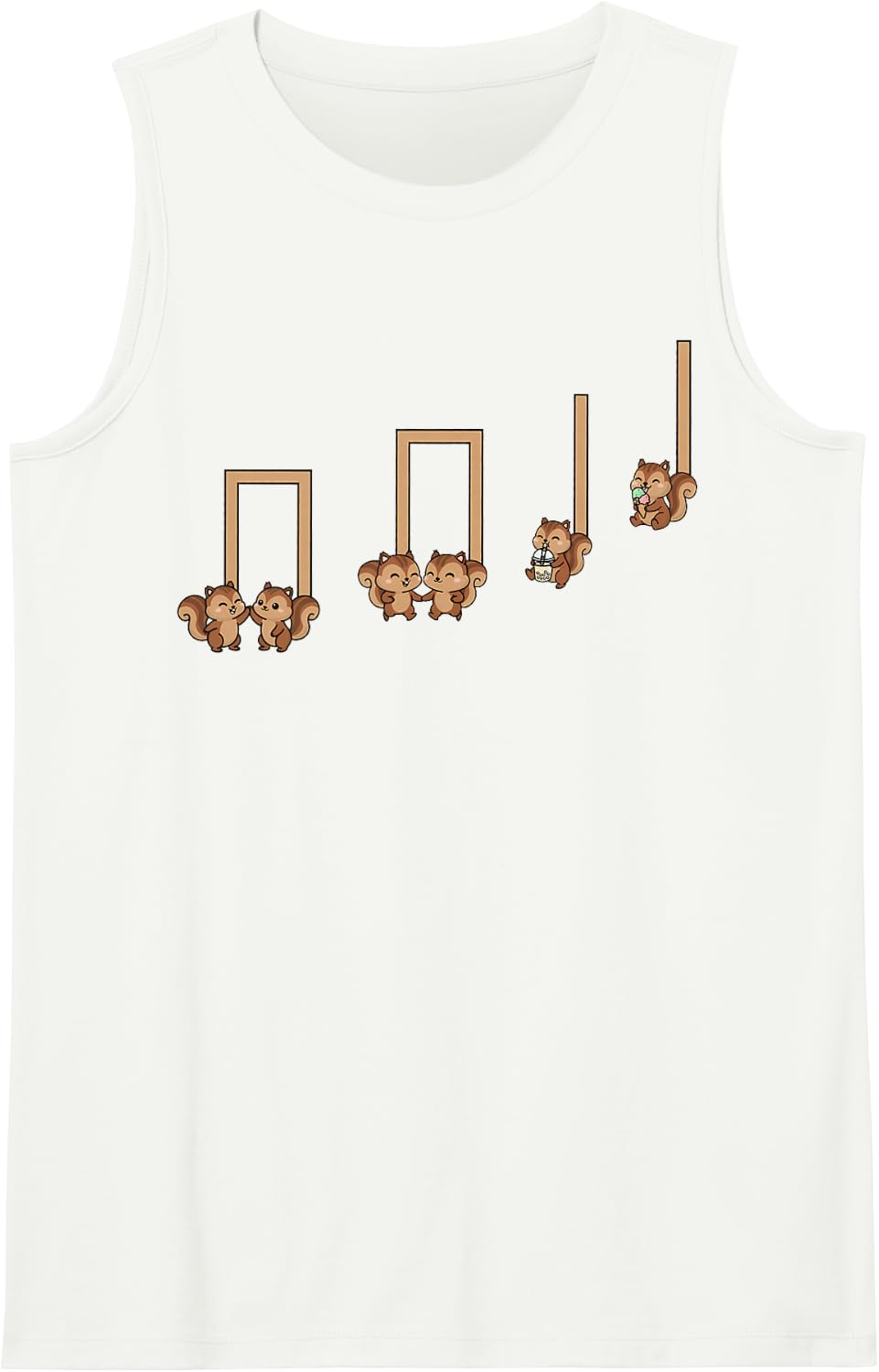 Squirrel Cute Musical Notes Music Teacher Musician Student Sleeveless Tank Top - White