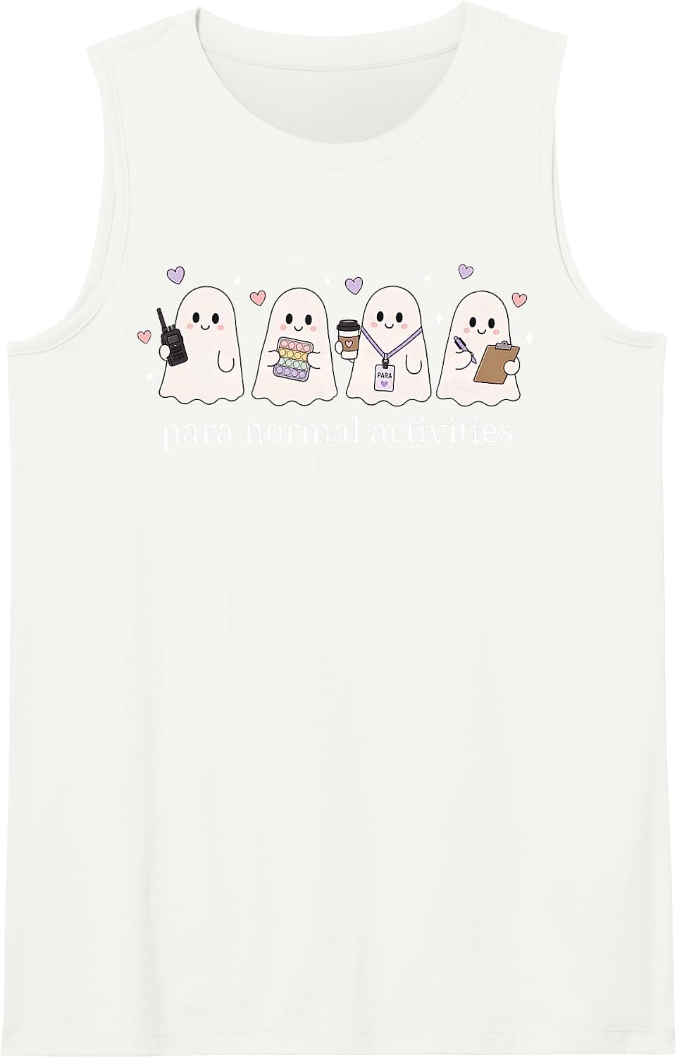 Ghost Cute para Normal Activities SPED Teachers Halloween Sleeveless Tank Top - White