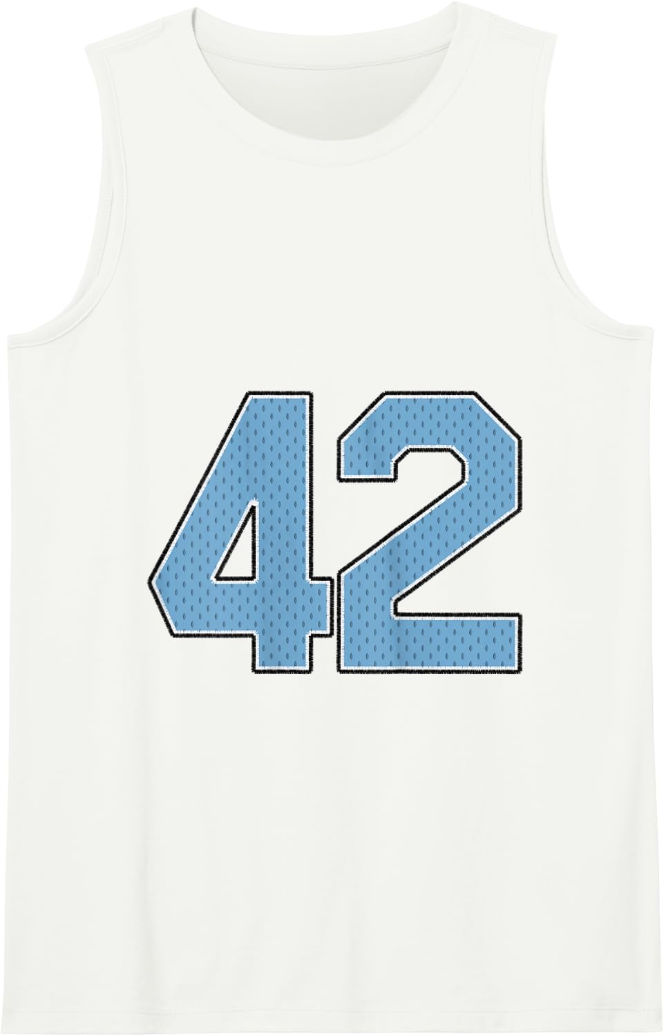 Sports Jersey Player Supporter Light Blue Number 42 Tank Top - White