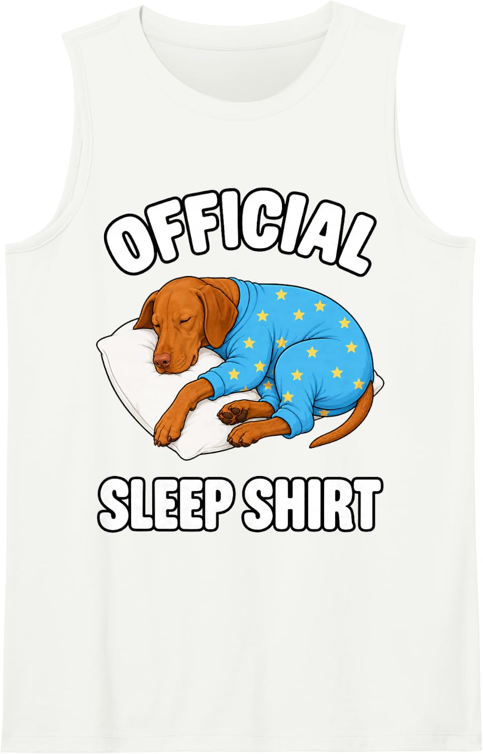 Vizsla Sleeping in Pajamas Official Sleepshirt Cute Sleeveless Tank Top - White