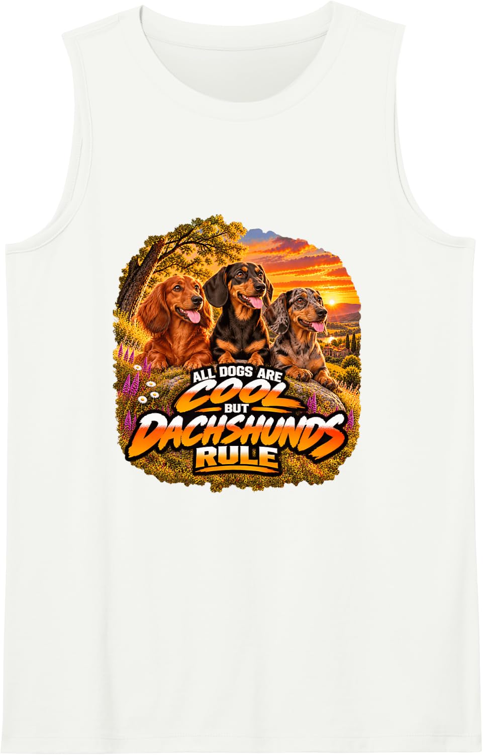 All Dogs are Cool But Dachshunds Rule Wiener Dog Sleeveless Tank Top - White