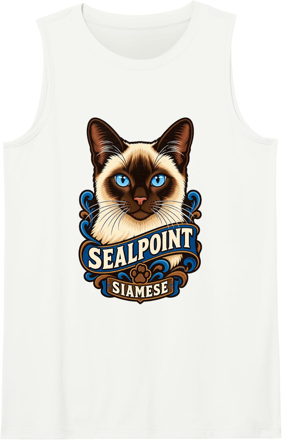 Seal Point Siamese Cat Meezer Blue Eyes Kitty Lover Gift Sleeveless Tank Top - White