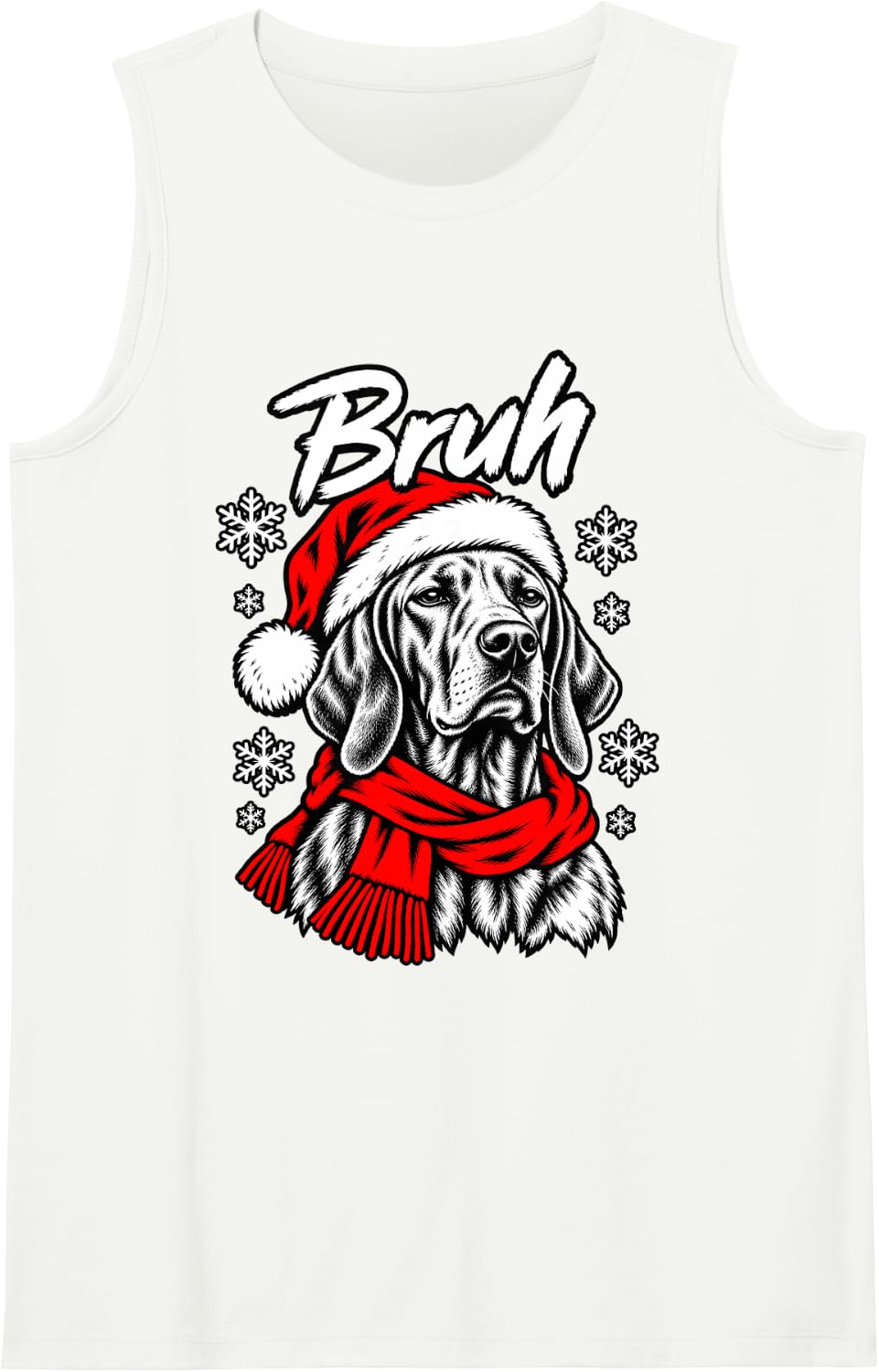 Bruh Unimpressed Vizsla Christmas Dog Tee Sleeveless Tank Top - White