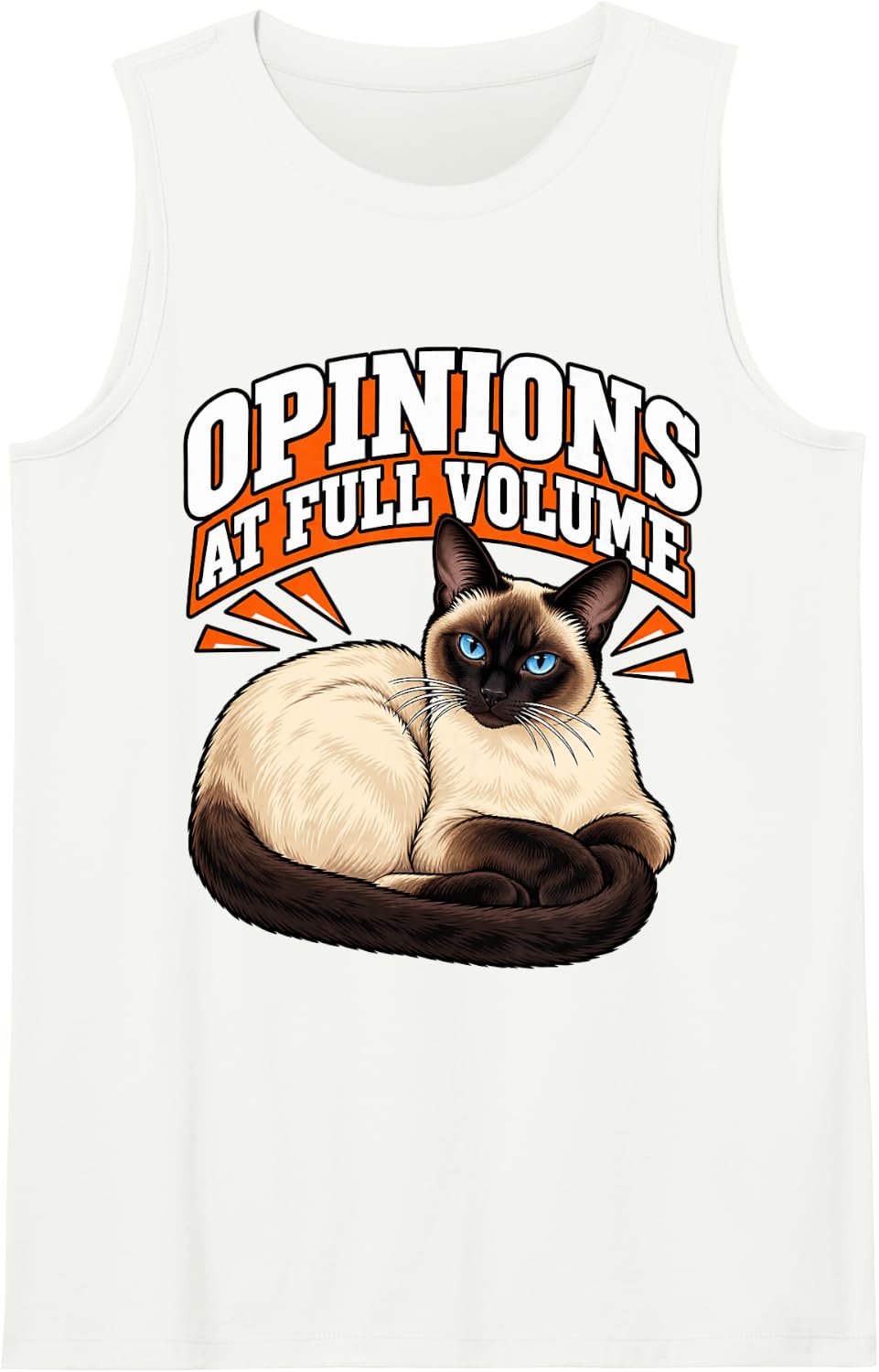 Siamese Cat Opinions At Full Volume Meezer Mom Funny Sleeveless Tank Top - White