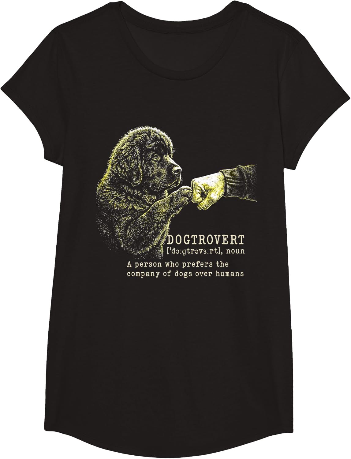 Newfoundland Dogtrovert Fist Bump T-Shirt - Girls Black