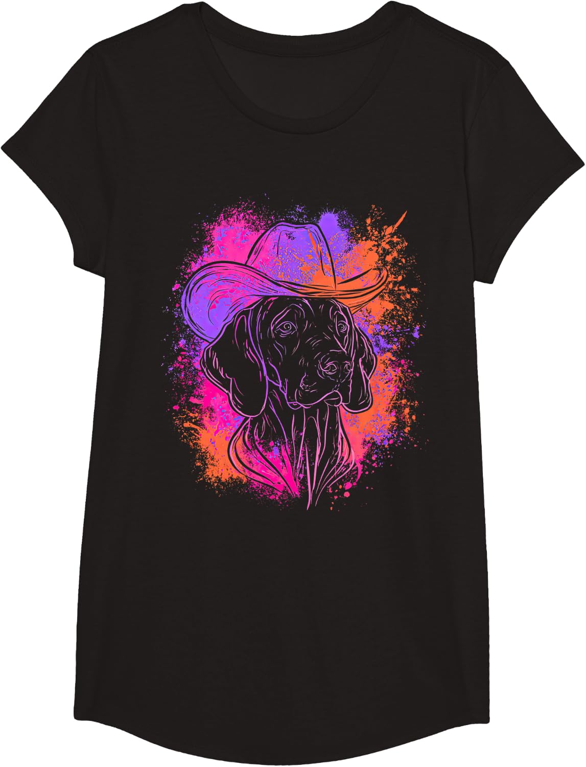 Cute Vizsla Dog Illustration T-Shirt - Girls Black