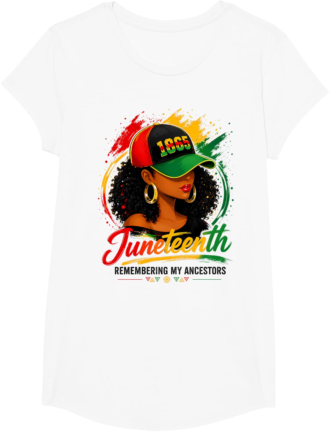 Juneteenth Shirts Women Queen Afro African Black Woman T-Shirt - Girls White