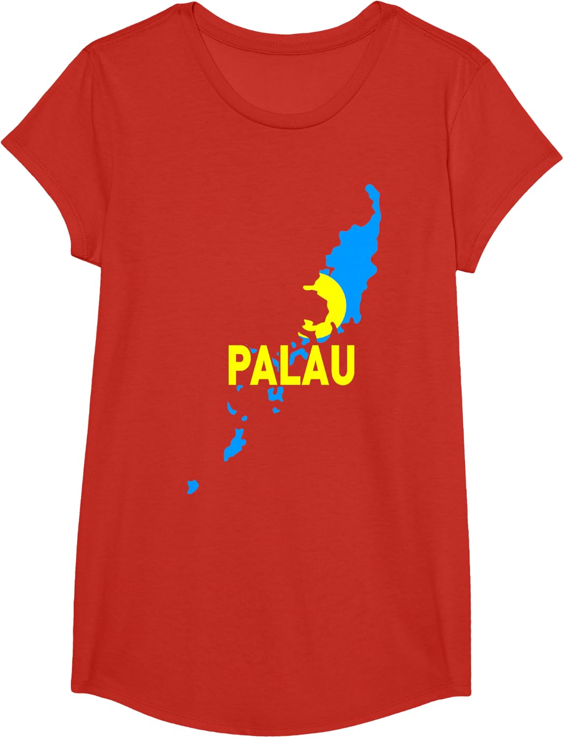 Proud Family and Patriotic Flag of Country Palau T-Shirt - Girls Red