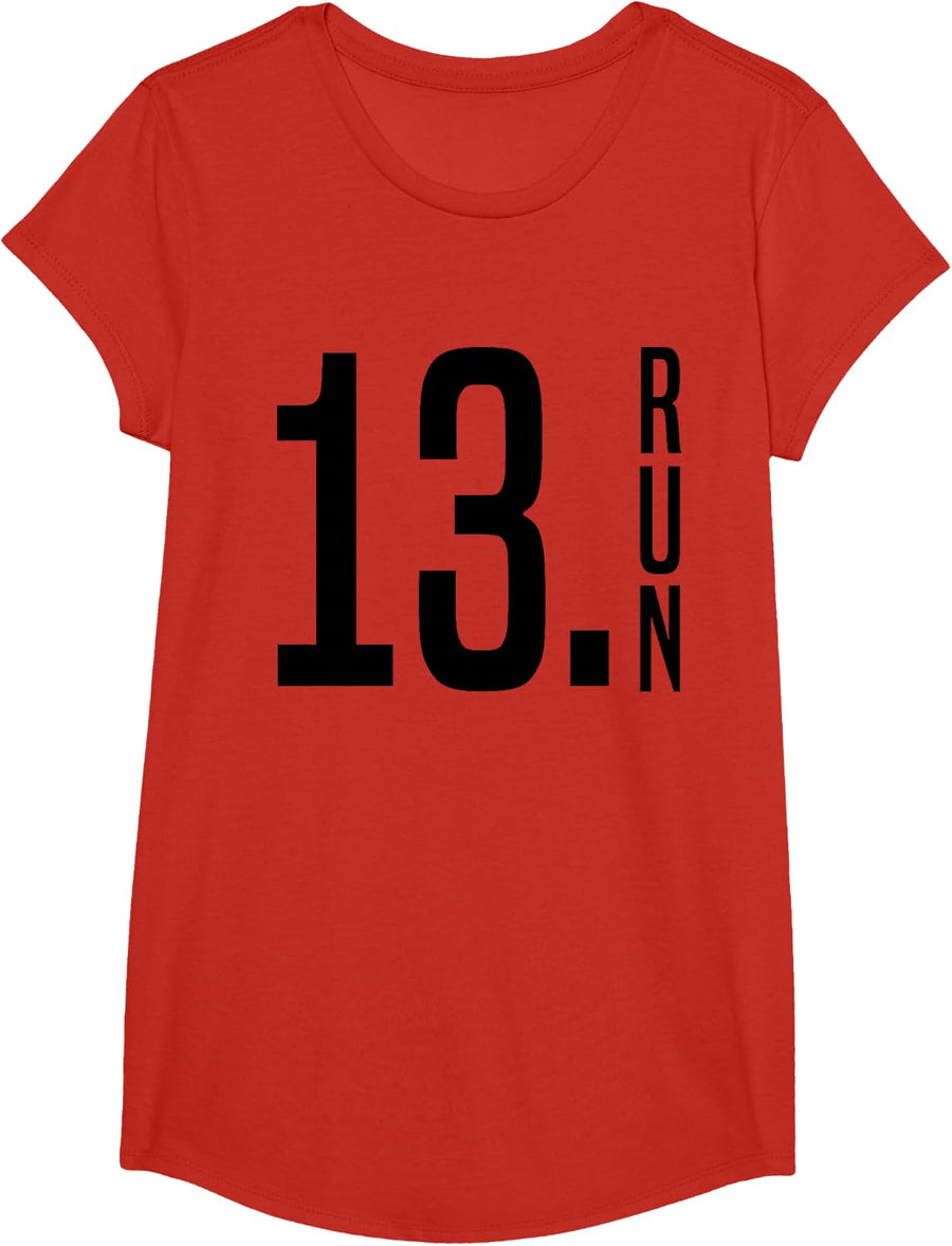 13.1 Running Half Marathon Race Training 1/2 Marathon Runner T-Shirt - Girls Red