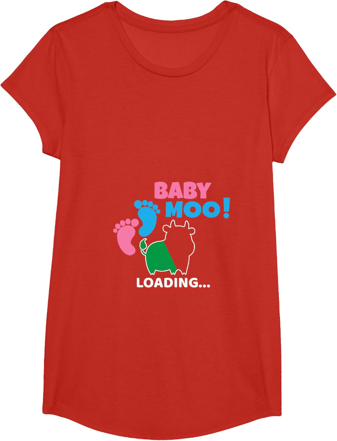 Funny Cow Pregnancy Announcement Women Gifts T-Shirt - Girls Red