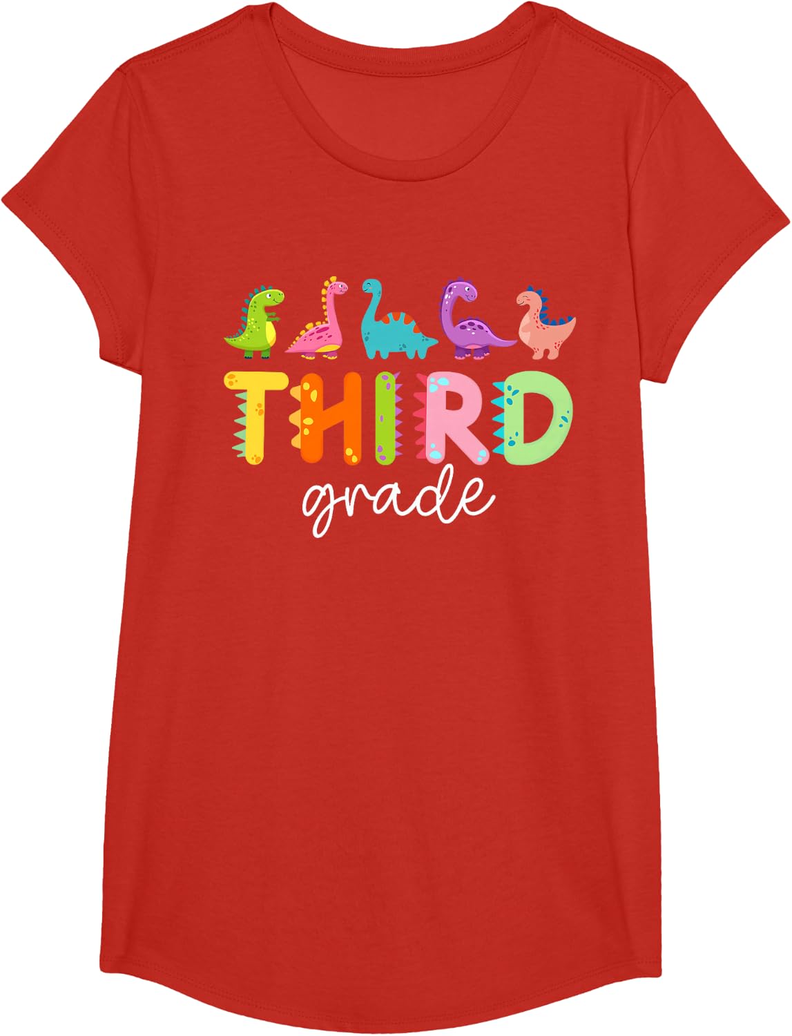 Third Grade Dinosaurs Back To School 3rd Grade Teacher T-Shirt Tee For Teachers - Girls Red