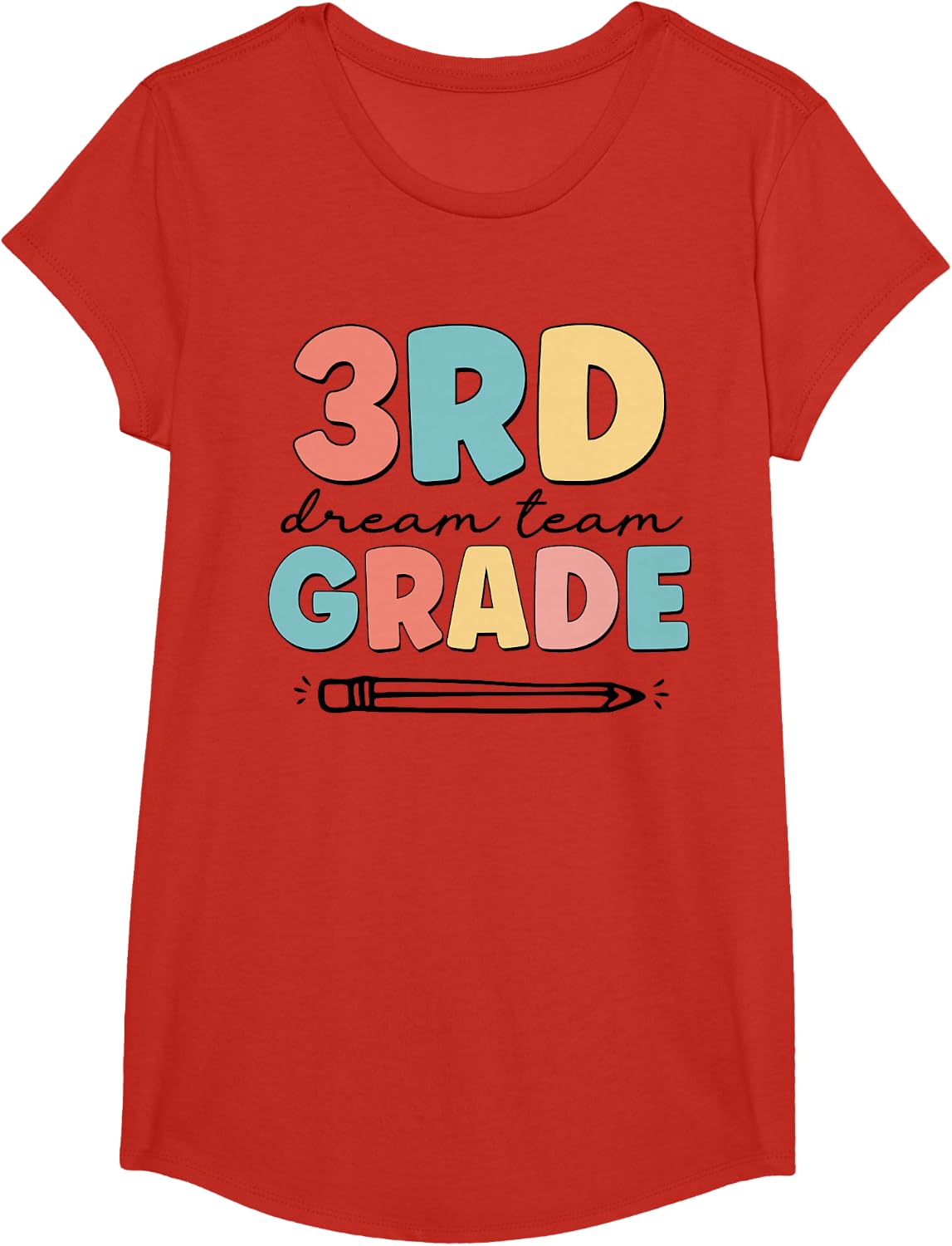 3rd Grade Dream Team Happy Back To School Teacher Student T-Shirt - Girls Red