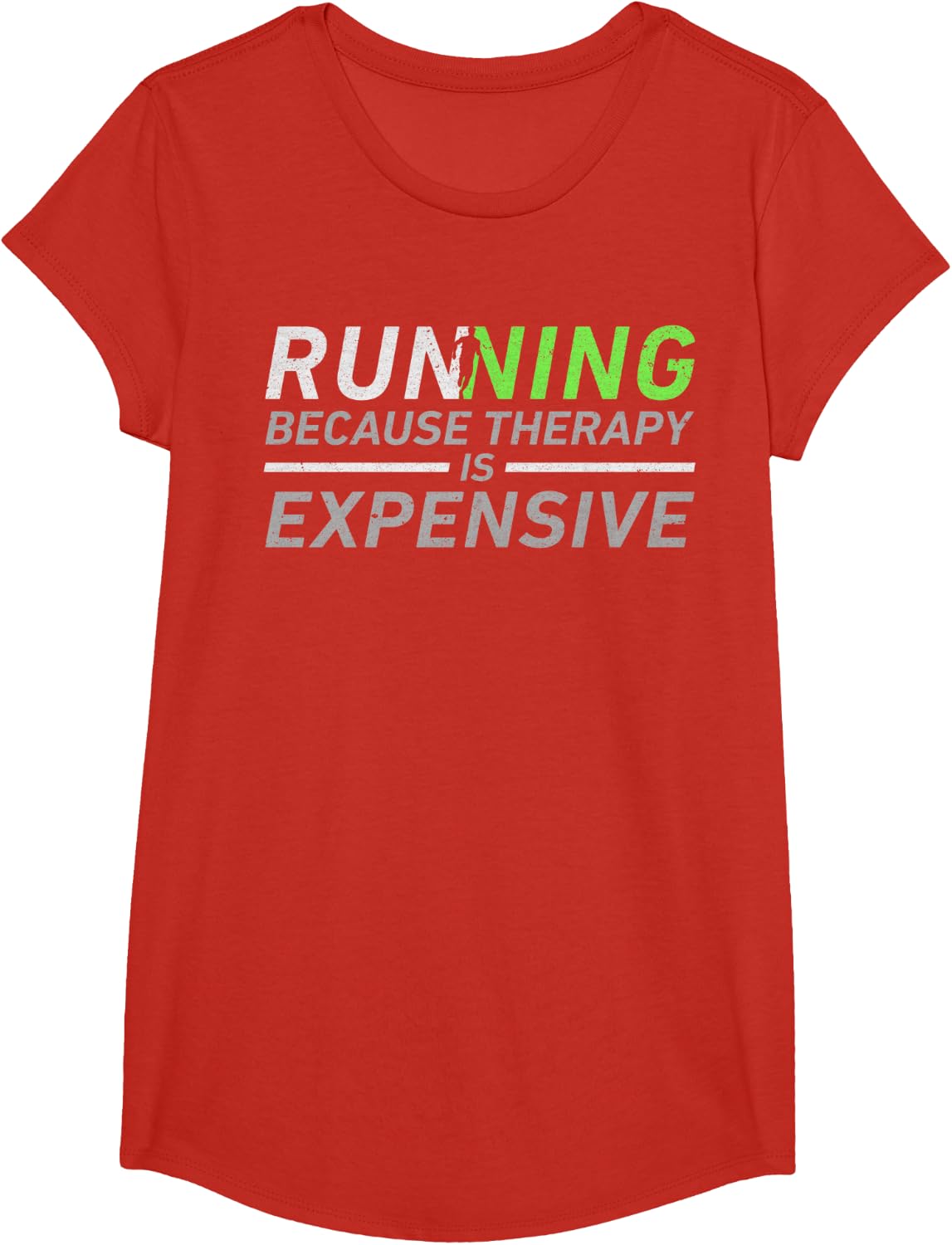 Running Therapy Funny Marathon Racer Runner Run Humor Outfit T-Shirt - Girls Red