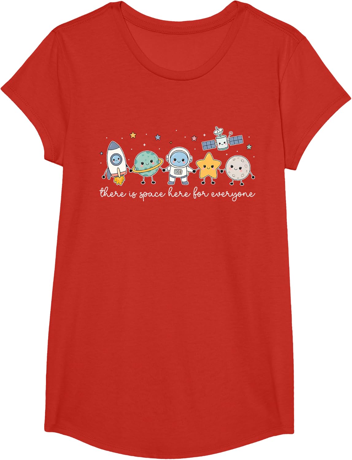 Inclusion Doodle There is Space Here for Everyone Therapy T-Shirt - Girls Red