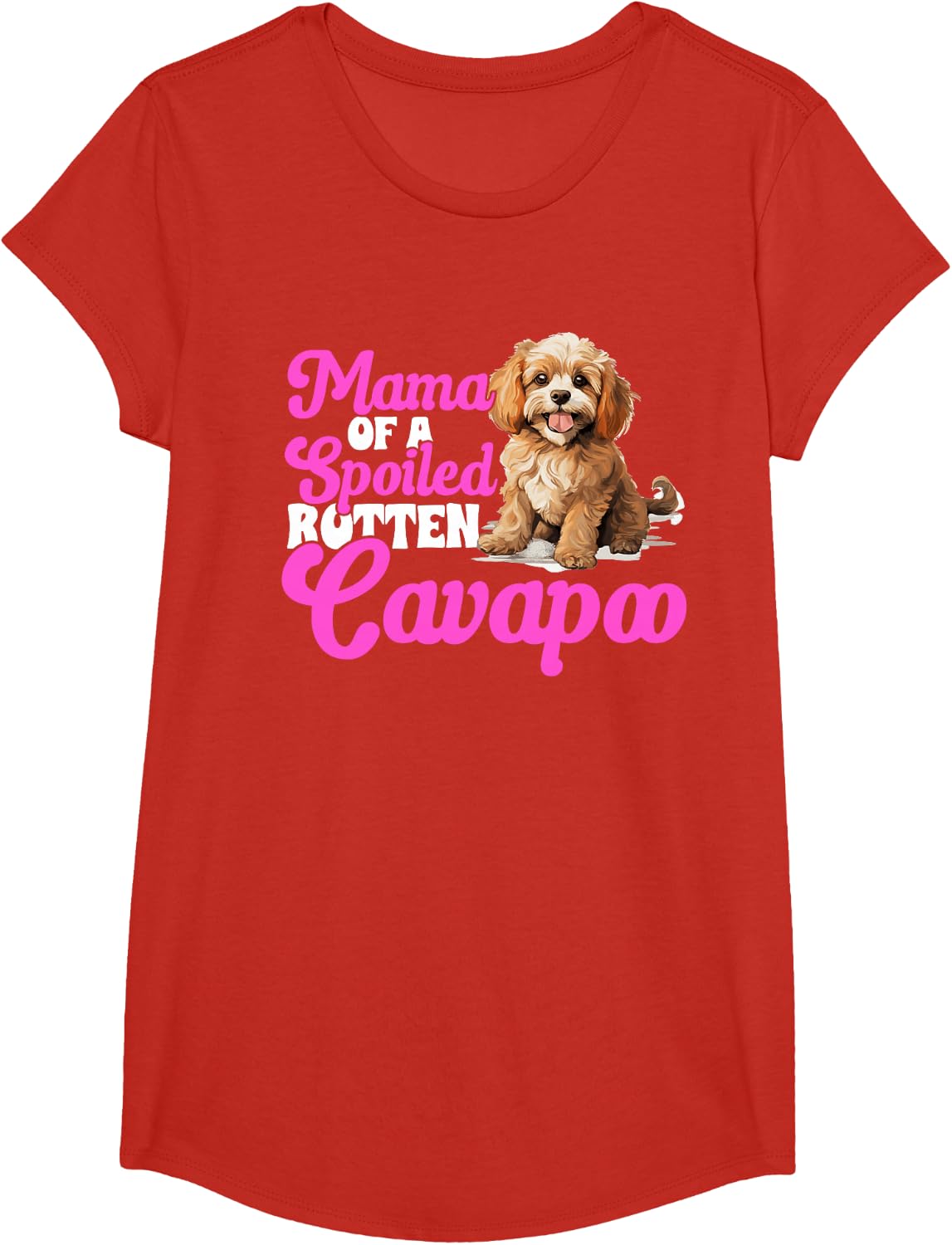 Cavapoo Dog Breed Pet Mama of a T-Shirt - Girls Red
