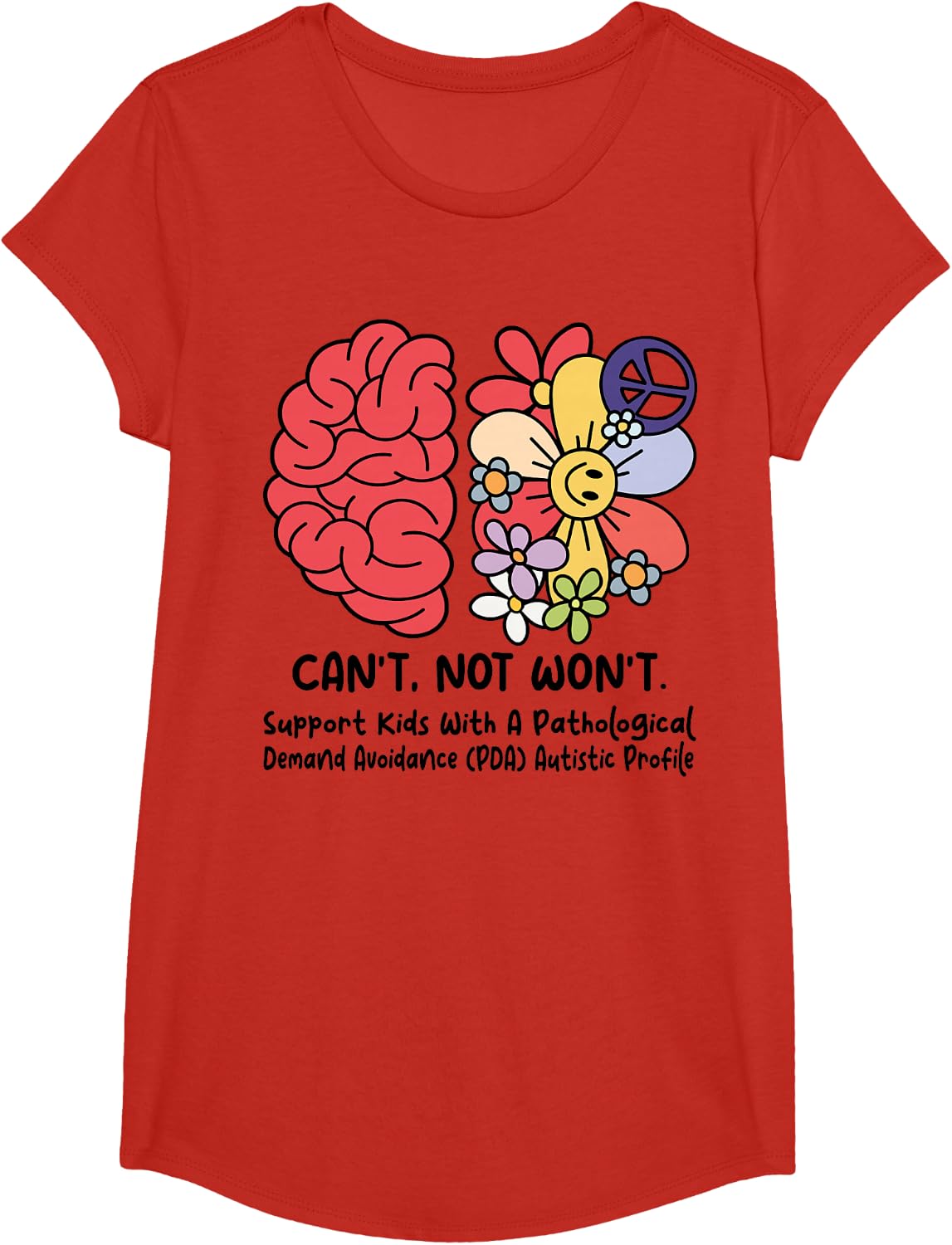 Support Kids With A Pathological Demand T-Shirt - Girls Red