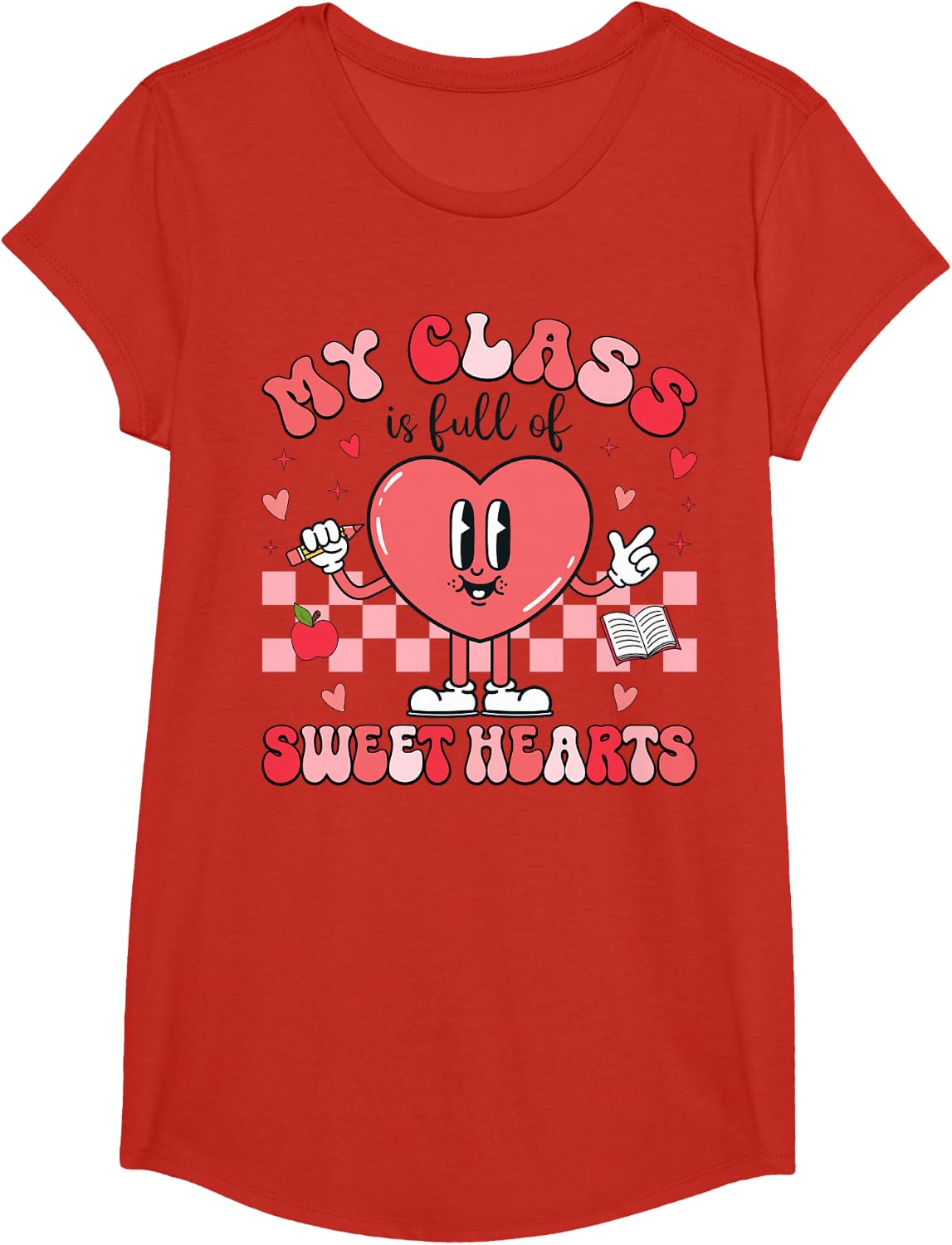 My Class Is Full Of Sweethearts Teacher Valentines Day T-Shirt - Girls Red