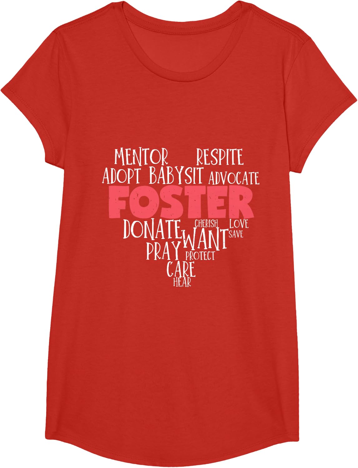 Foster Adoptive Biological Foster Care Adoption Awareness T-Shirt - Girls Red