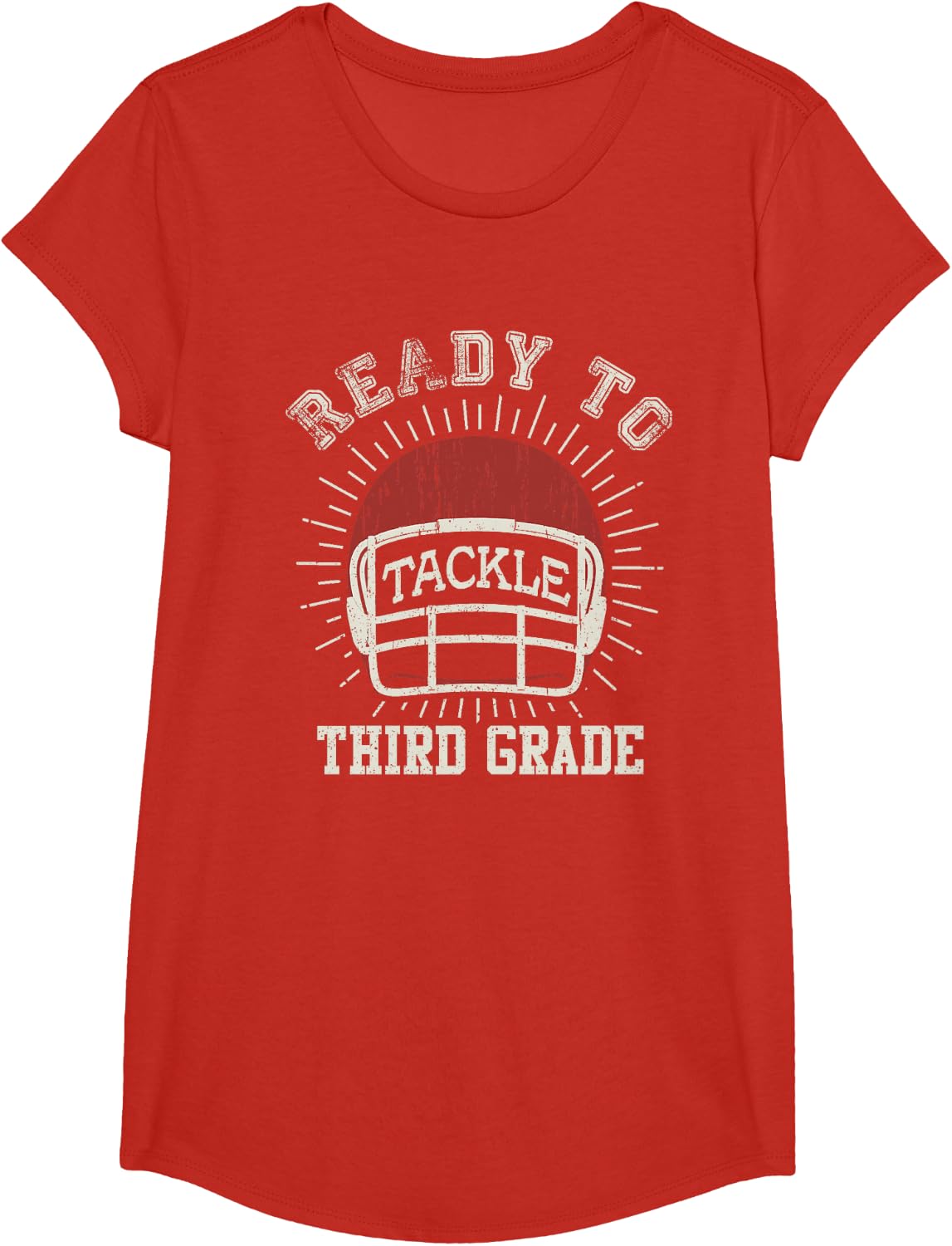 Ready To Tackle 3rd Grade Back To School Football T-Shirt - Girls Red
