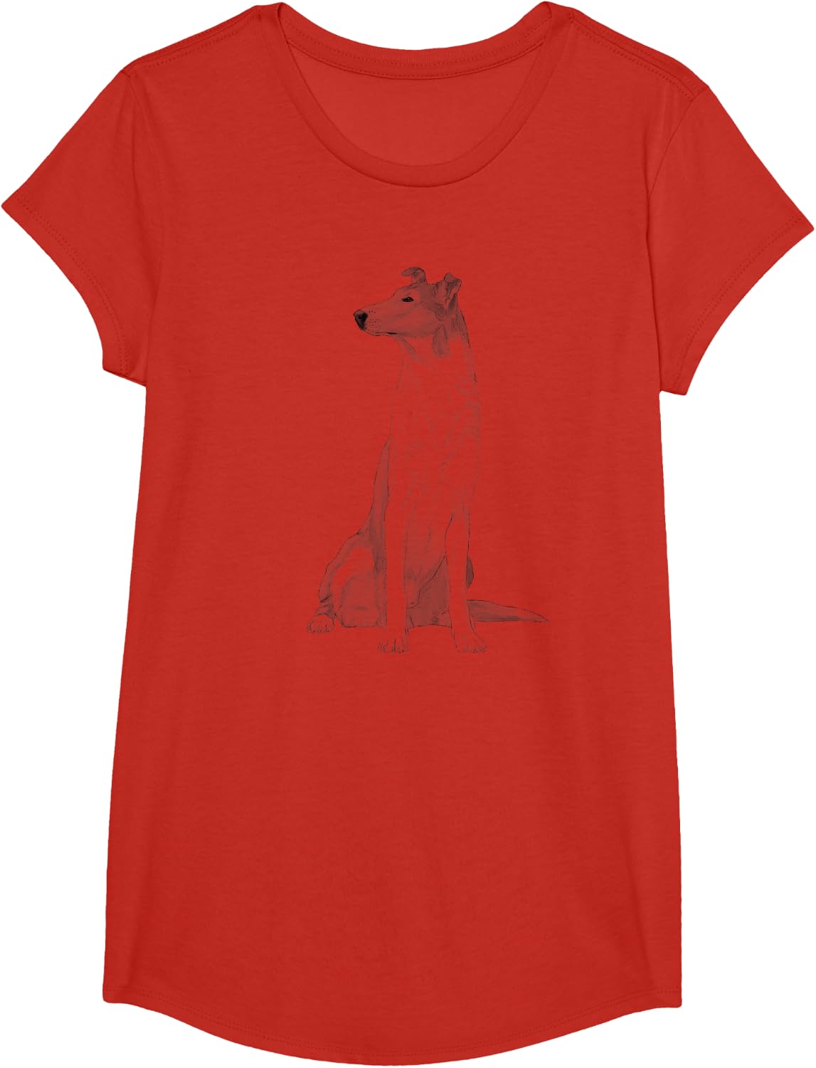 Vintage Sitting Dog Smooth Collie T-Shirt - Girls Red