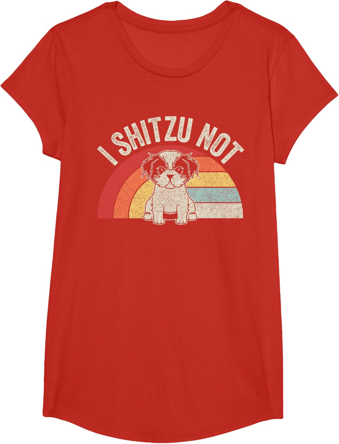 Retro Vintage Shih Tzu Dog Owner Funny I Shitzu Not T-Shirt - Girls Red
