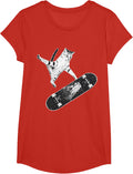 Skater Cat T-Shirt - Girls Red