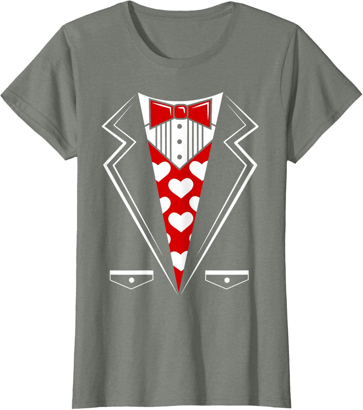 Valentine's Day Tux Funny Tuxedo Costume T-Shirt v1 T-Shirt - Olive Heather