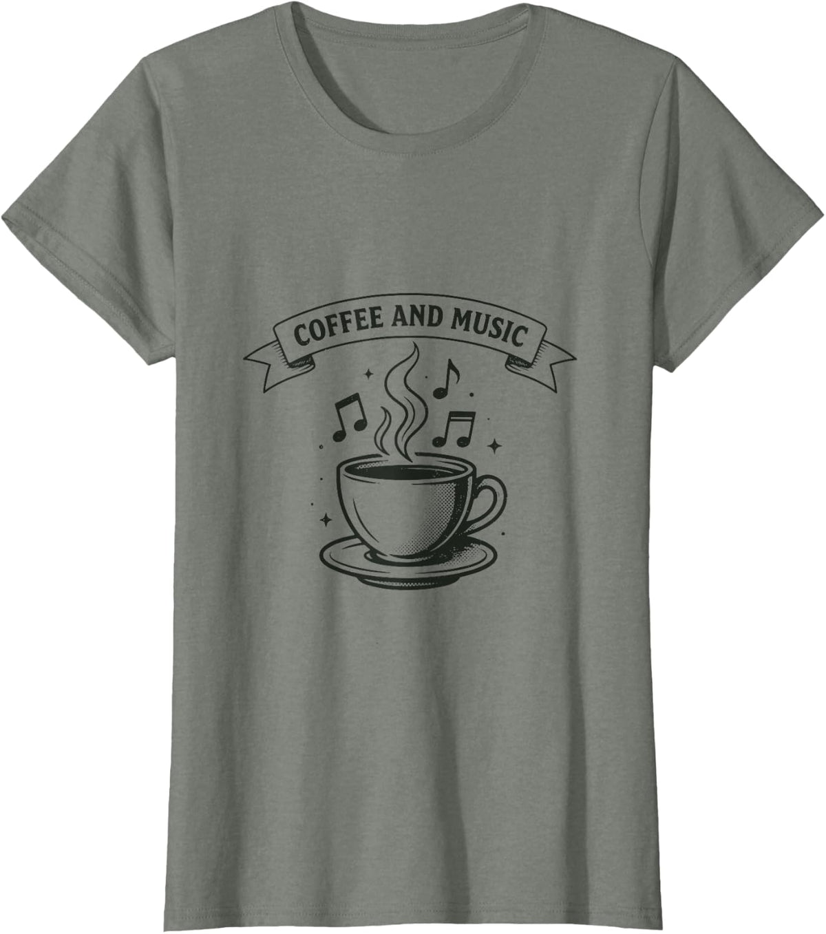Coffee and Music, Musician Caffeine Lover Music Teacher T-Shirt - Olive Heather
