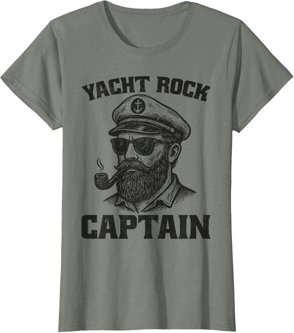 Yacht Rock Captain Vintage Nautical Summer Party T-Shirt - Olive Heather