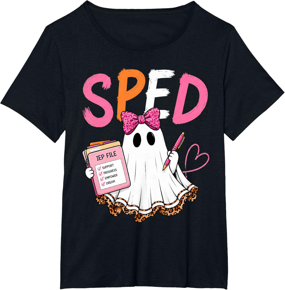Spooky Special Education Preppy Fall Halloween Ghost SPED T-Shirt - Black