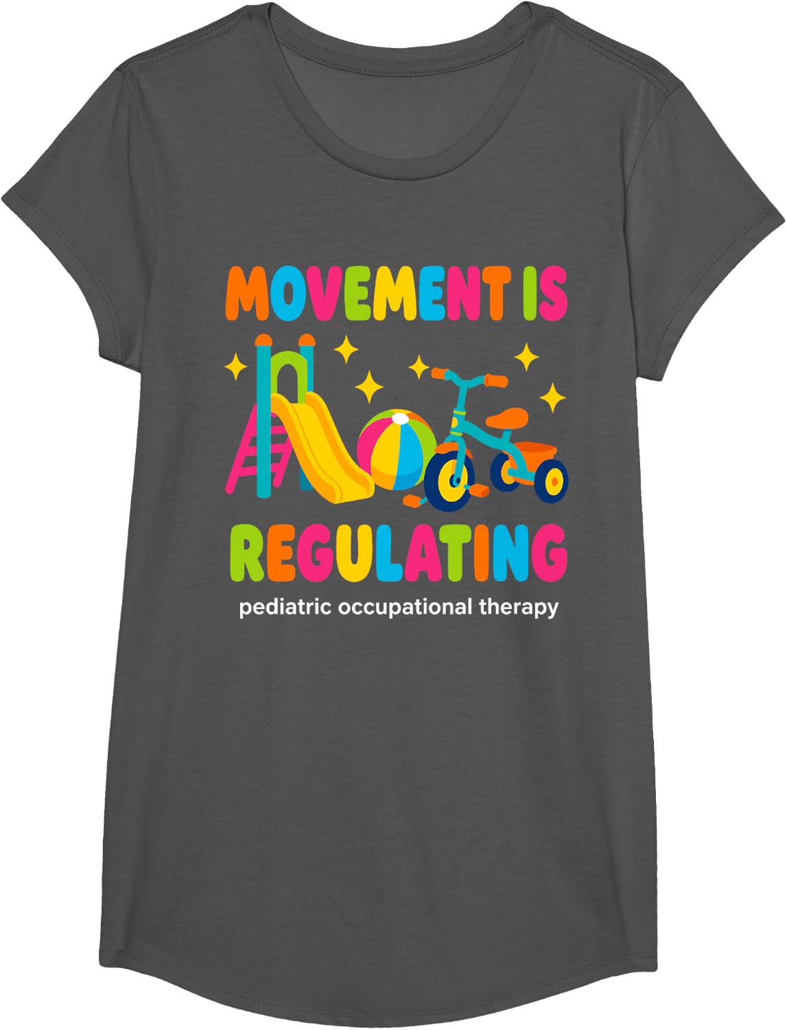 Pediatric Occupational Therapy Design for Men Women Kid COTA T-Shirt - Girls Asphalt Grey