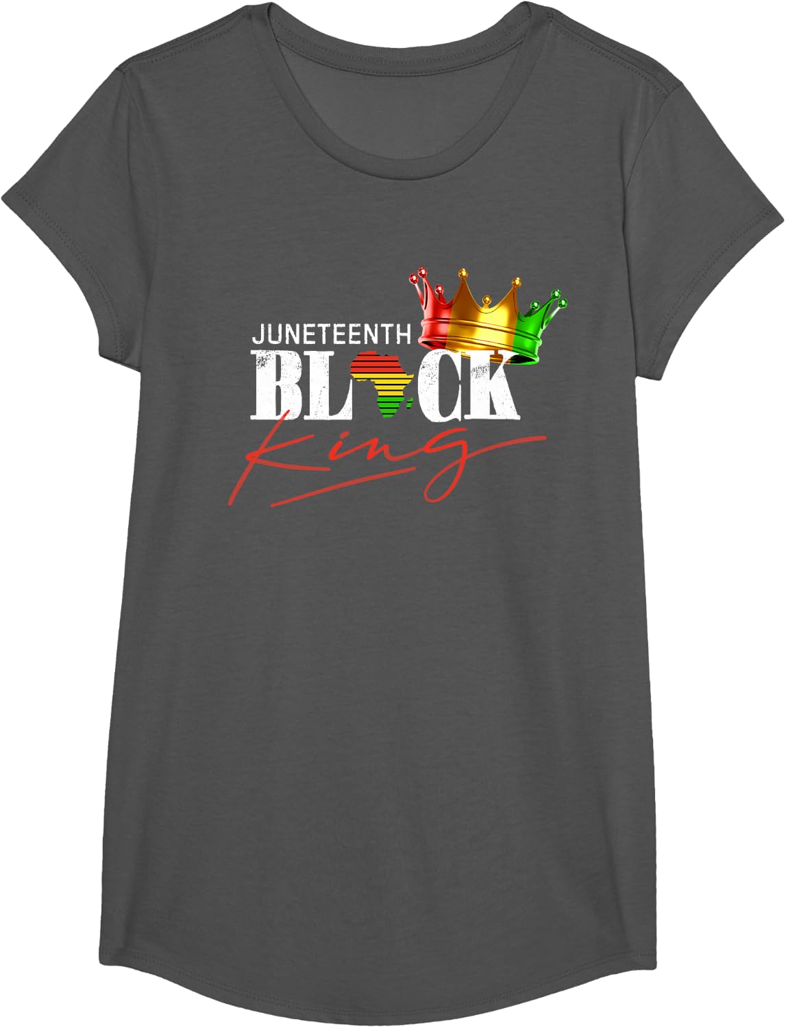Juneteenth Black King African American Men Boys Black Pride T-Shirt - Girls Asphalt Grey