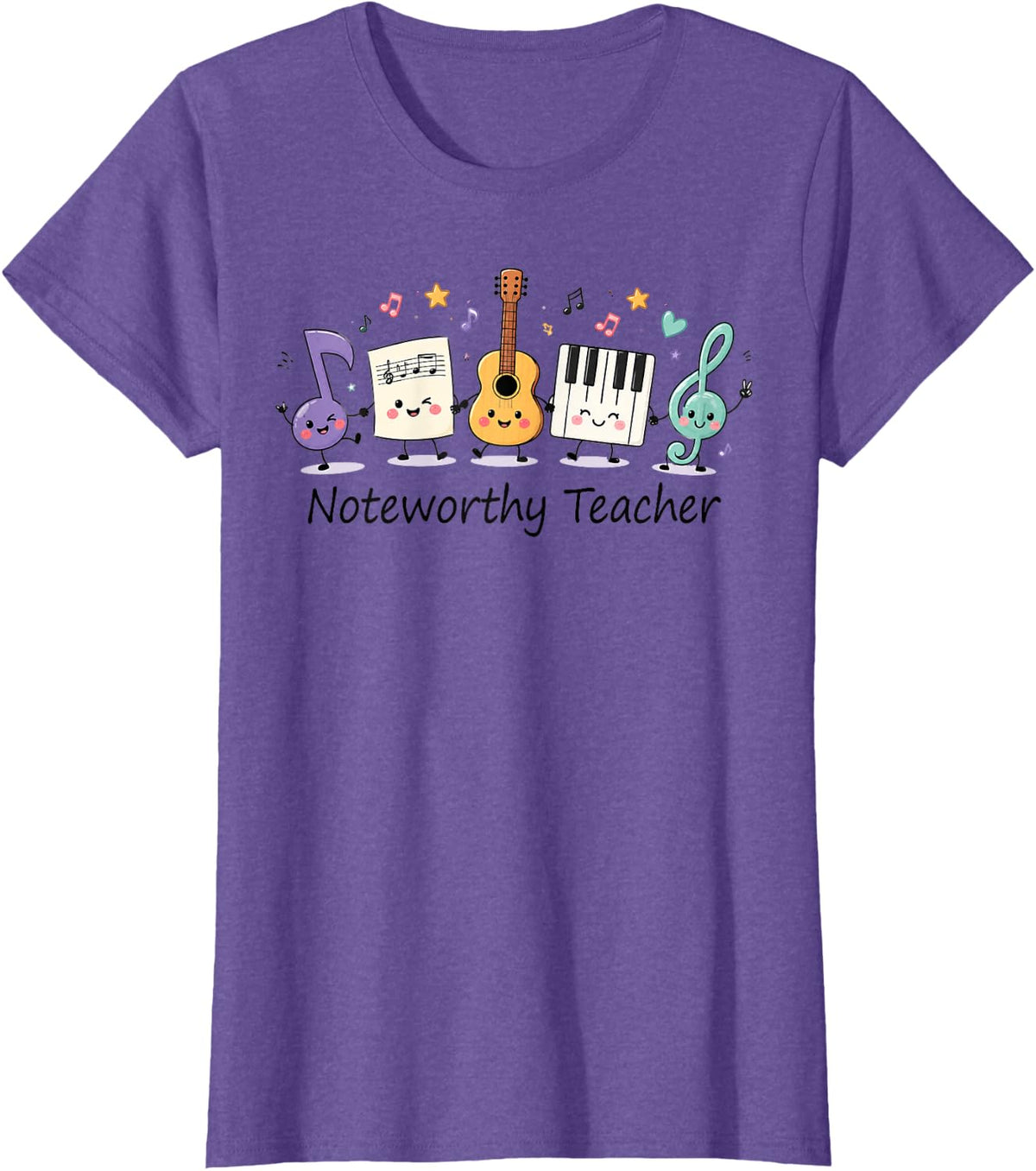 Noteworthy Music Teacher Music Lover Back to School T-Shirt - Purple Heather