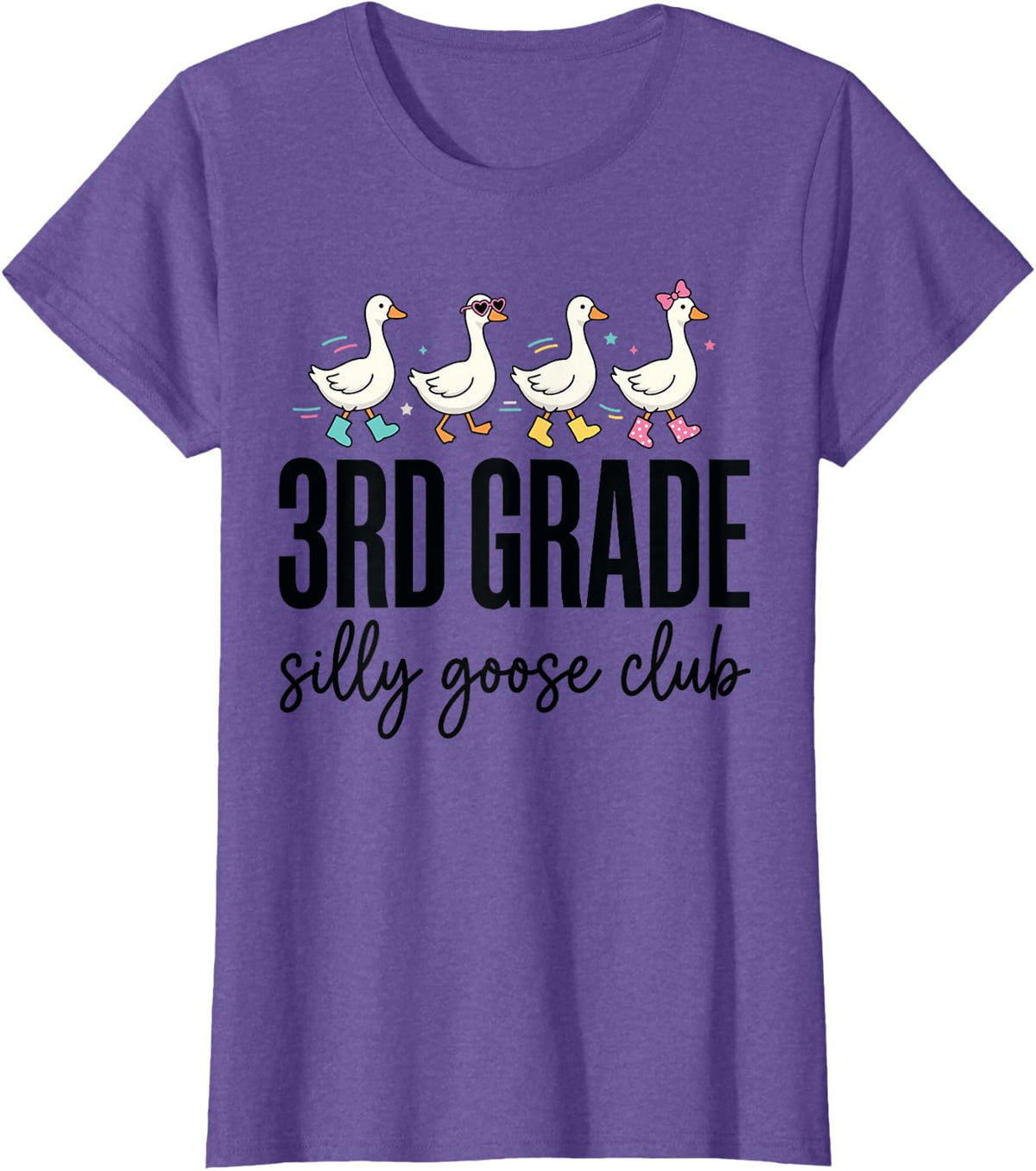 Fun Third Grade Teacher Outfits, 3rd Grade Silly Goose Club T-Shirt - Purple Heather