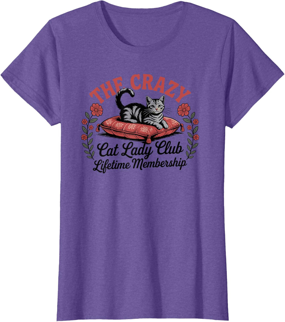 The Crazy Cat Lady Club Funny Cat Lover T-Shirt - Purple Heather