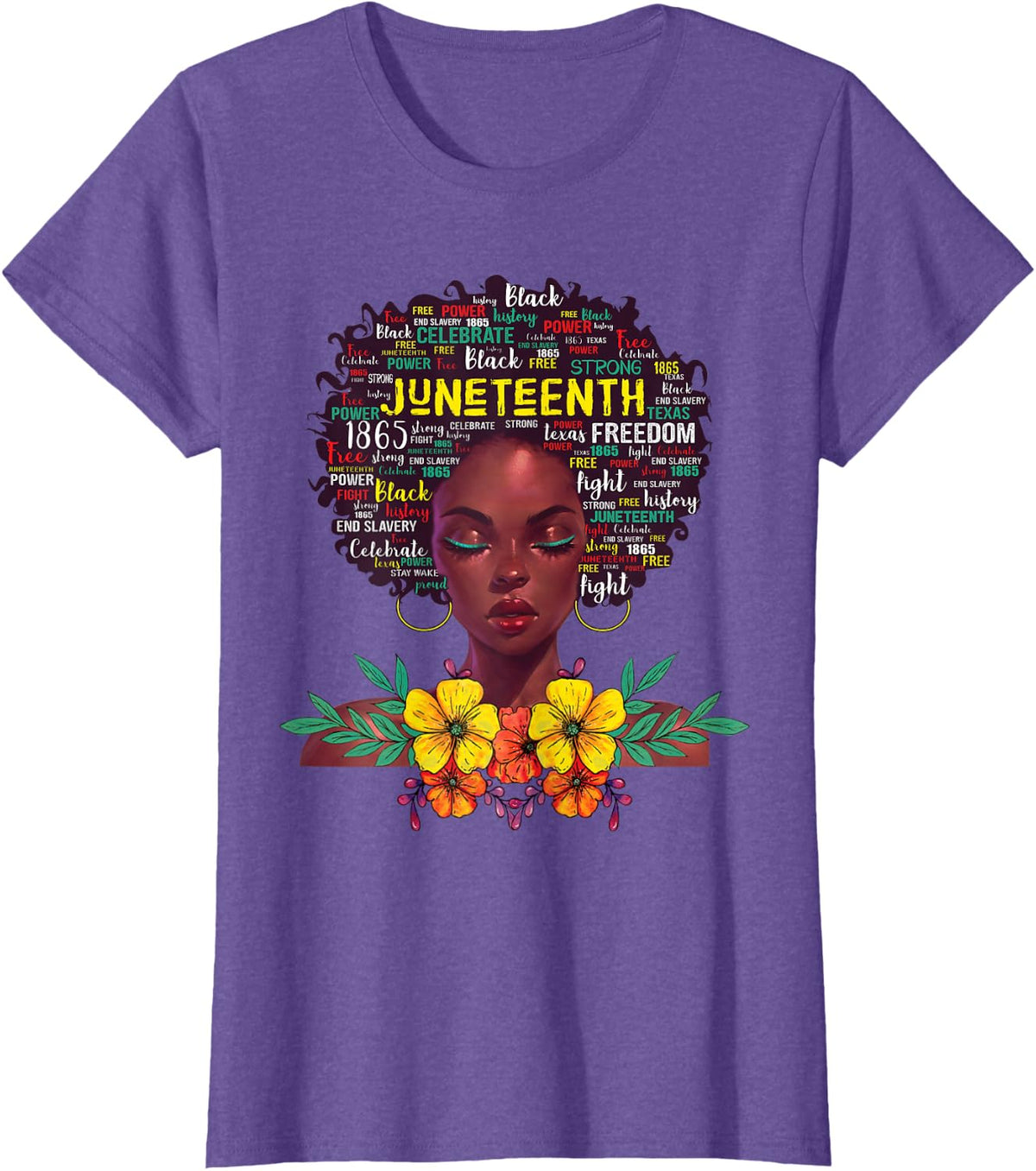 Juneteenth shirts For Women Afro Beautiful Black Pride 2026 T-Shirt - Purple Heather