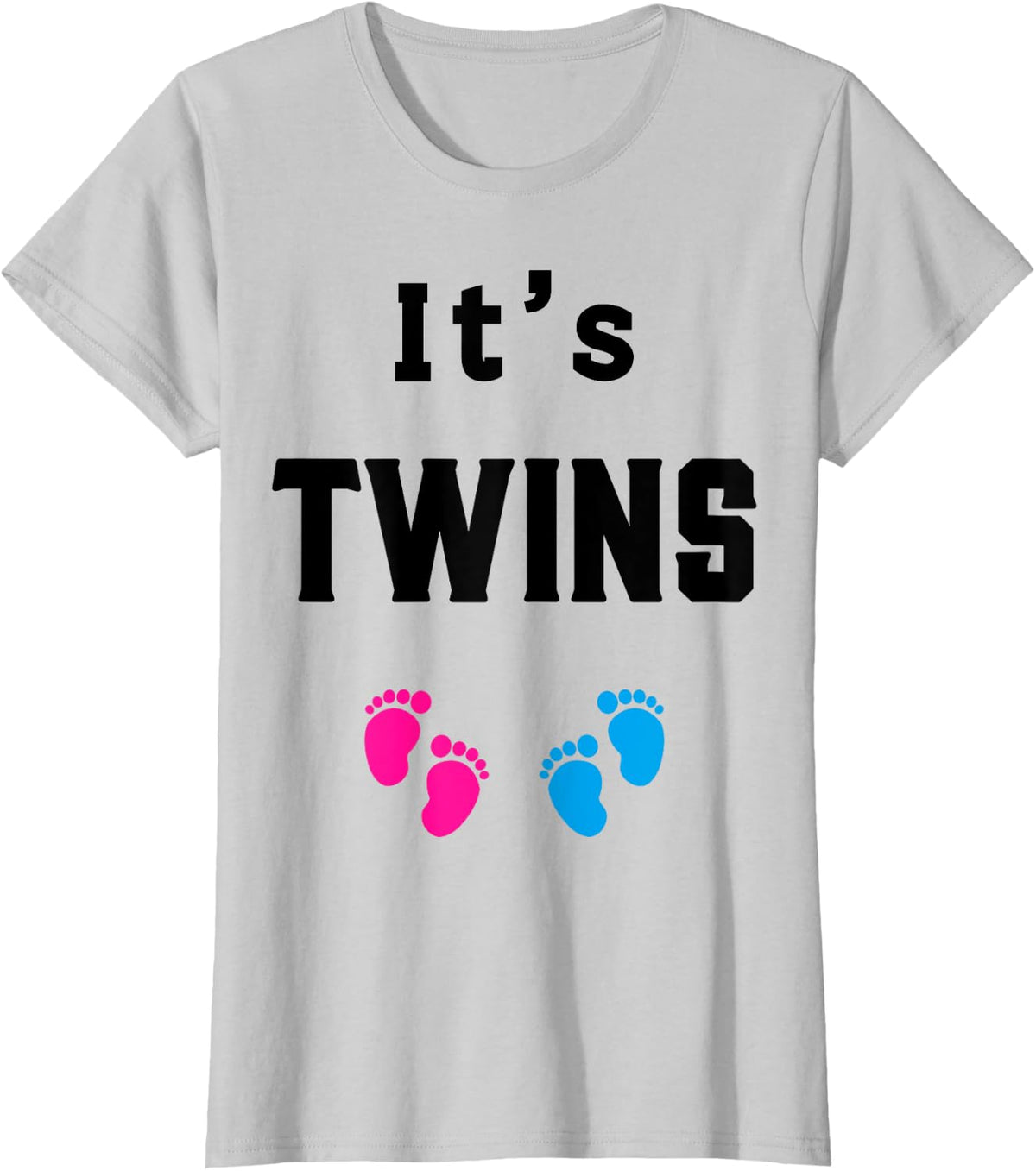 It's Twins Baby Announcement Baby Shower Gender Reveal Party T-Shirt - Silver Grey