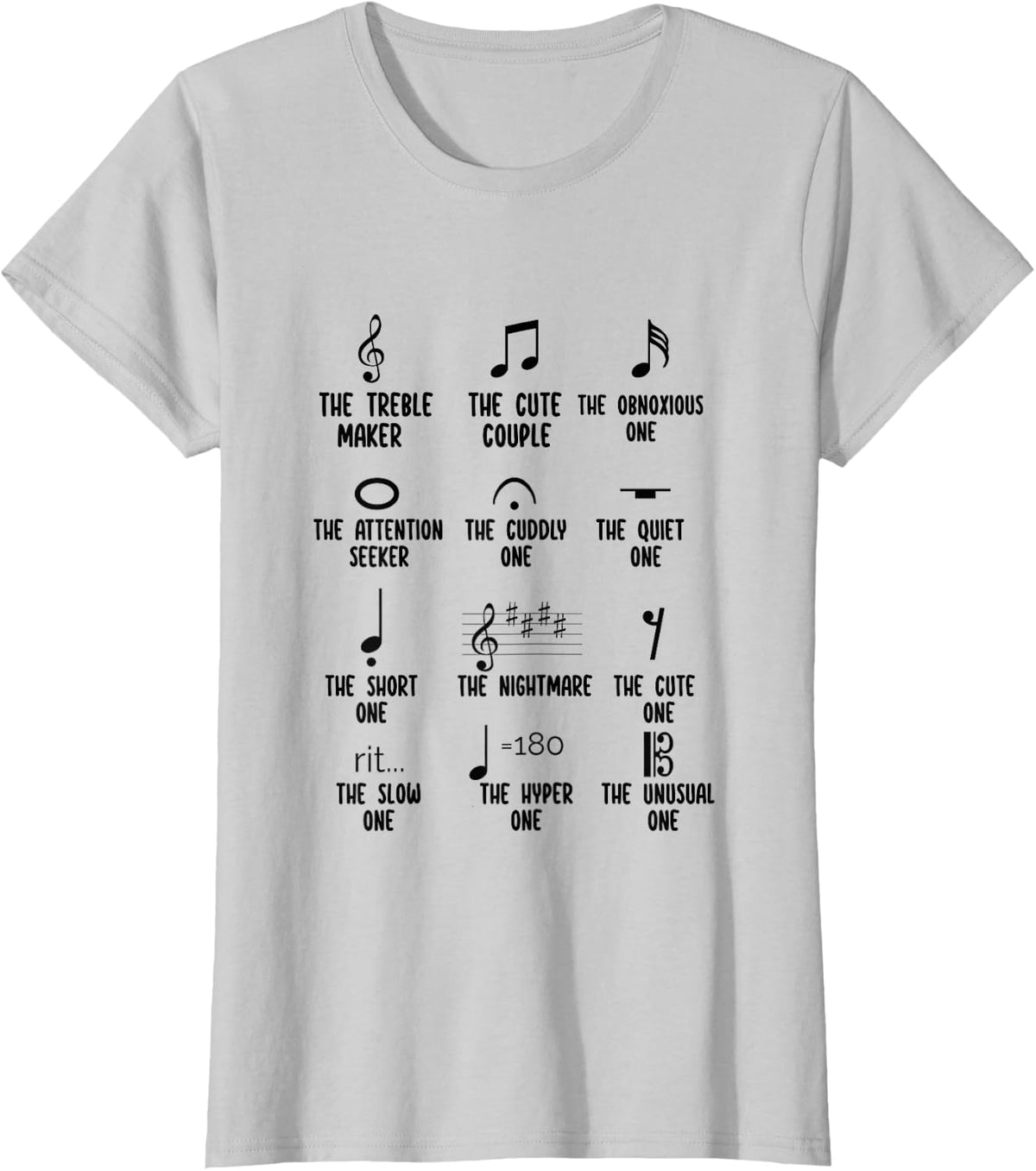 Funny Musical Note Shirt Musician Music Symbols Definition T-Shirt - Silver Grey