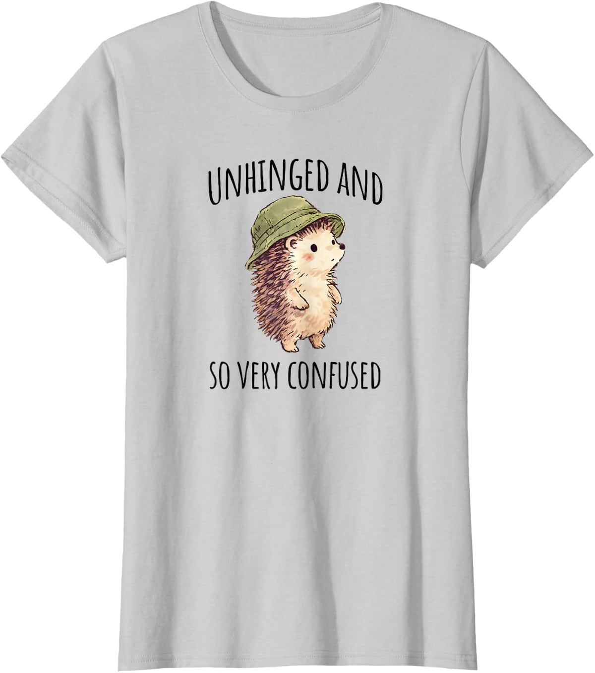 Cute Hedgehog: Unhinged and So Very Confused T-Shirt - Silver Grey