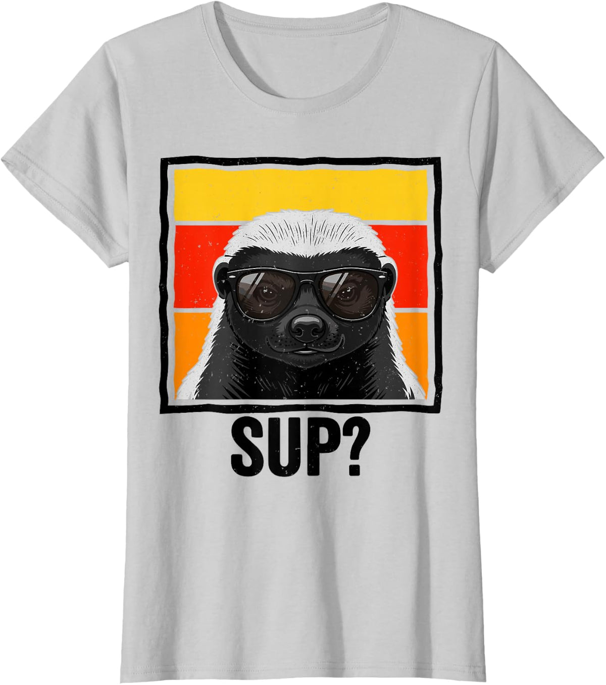 Honey Badger Sunglasses Animal T-Shirt - Silver Grey