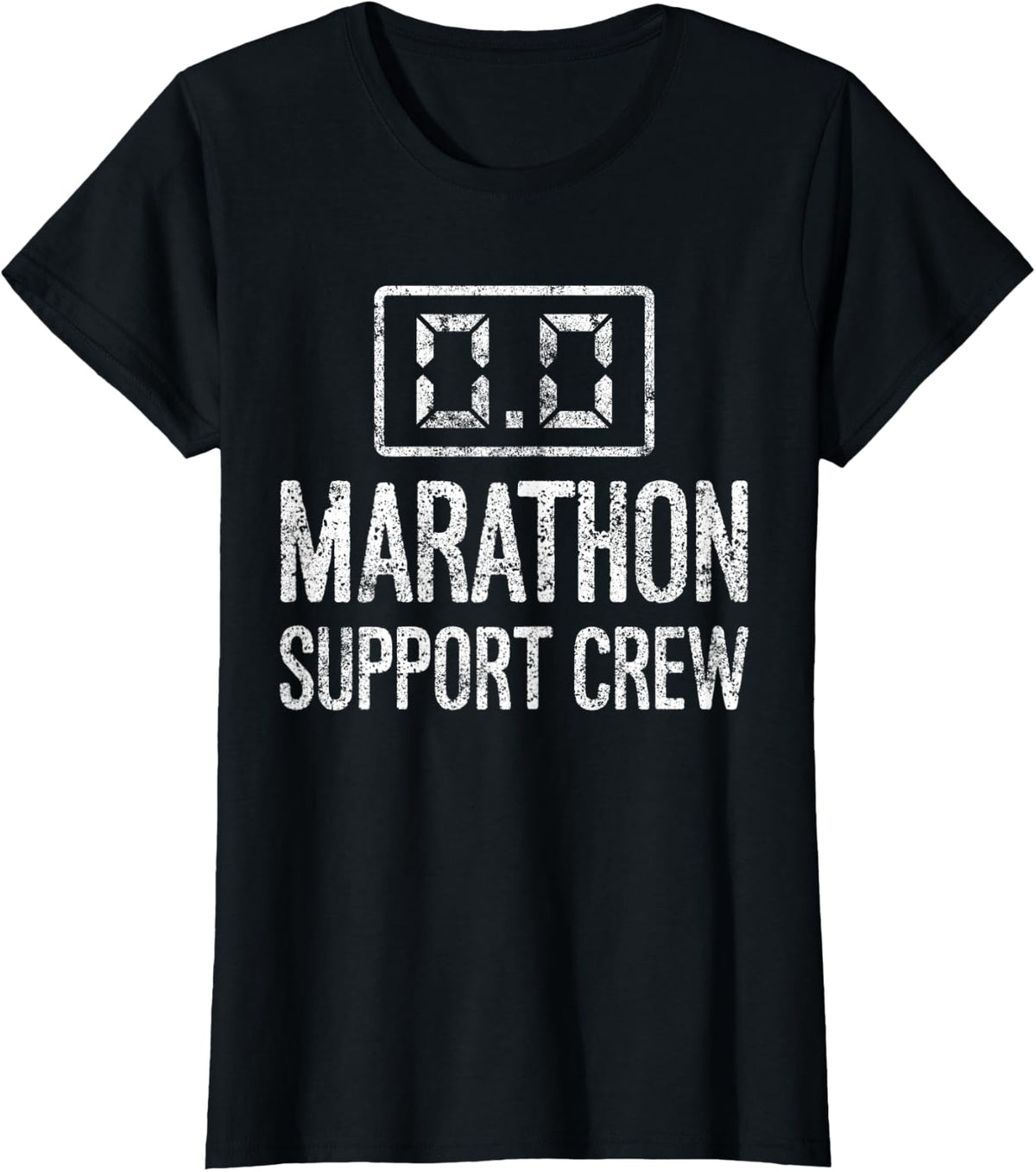 0.0 Marathon Support Crew Running Marathon Runner T-Shirt - Black