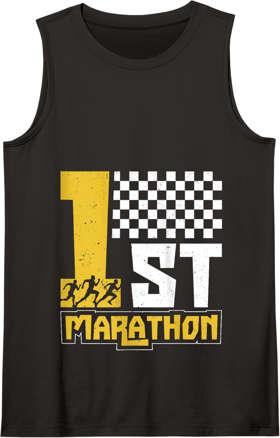 Runner 1ST MARATHON Running Funny Marathon Run Tank Top - Black
