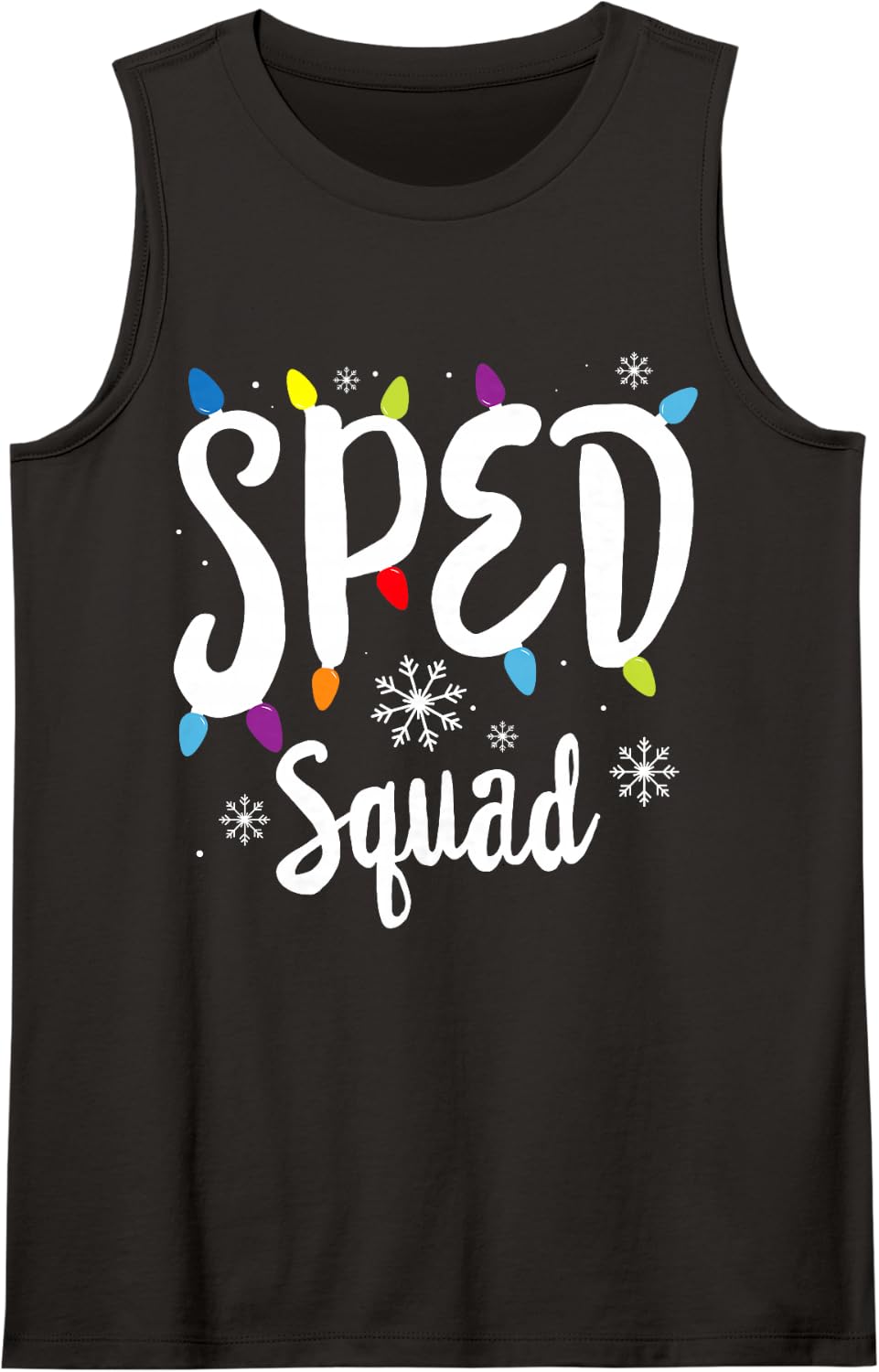 Christmas SPED Squad X-mas Light Festive para Special ED Sleeveless Tank Top - Black