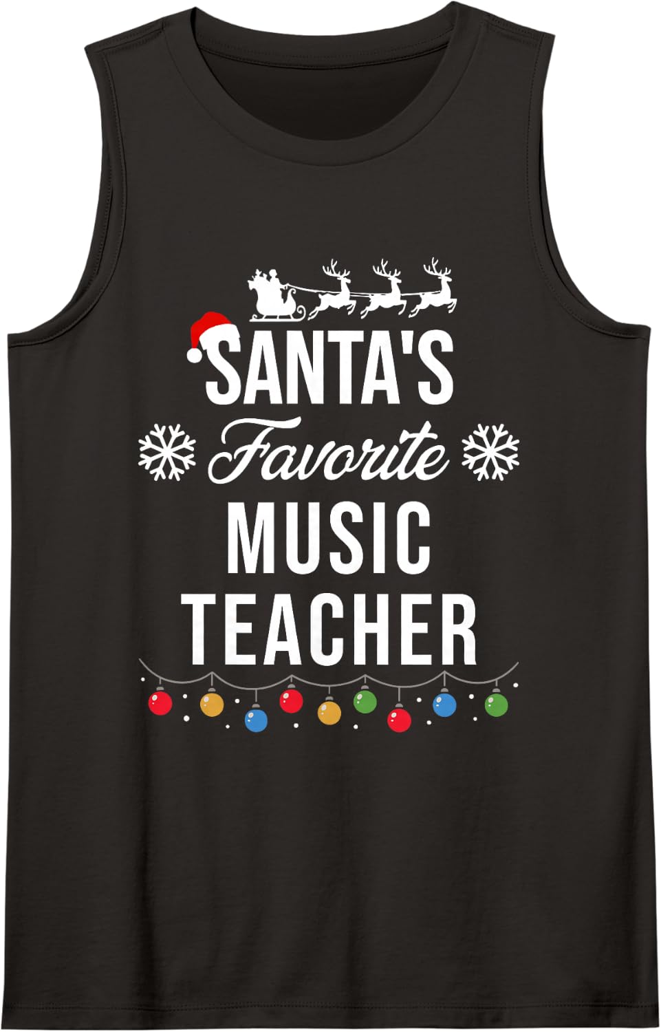 Santa's Favorite Music Teacher Funny Christmas Xmas Sleeveless Tank Top - Black